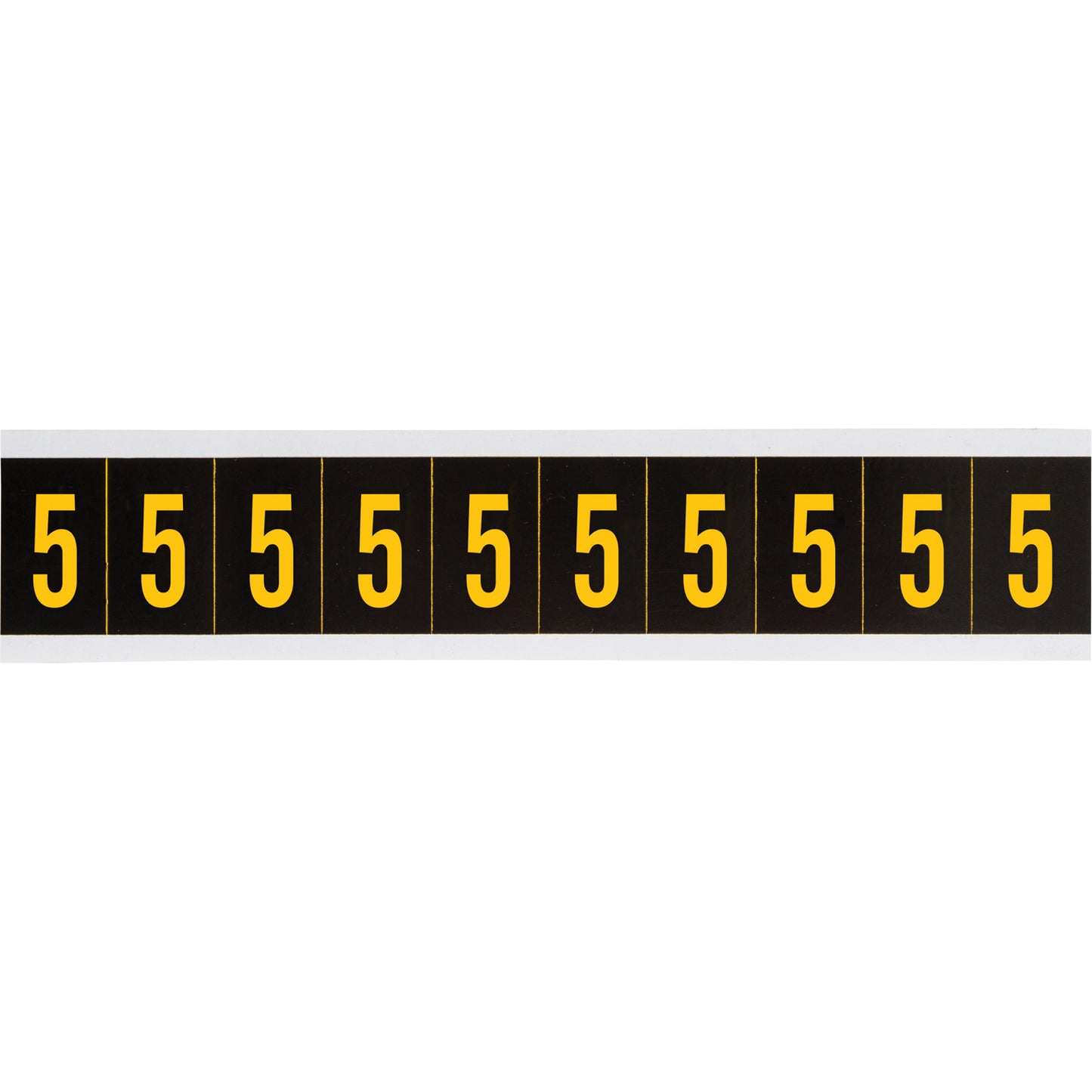 Brady Individual Number and Letter Labels, 5, 1" H, Yellow on Black
