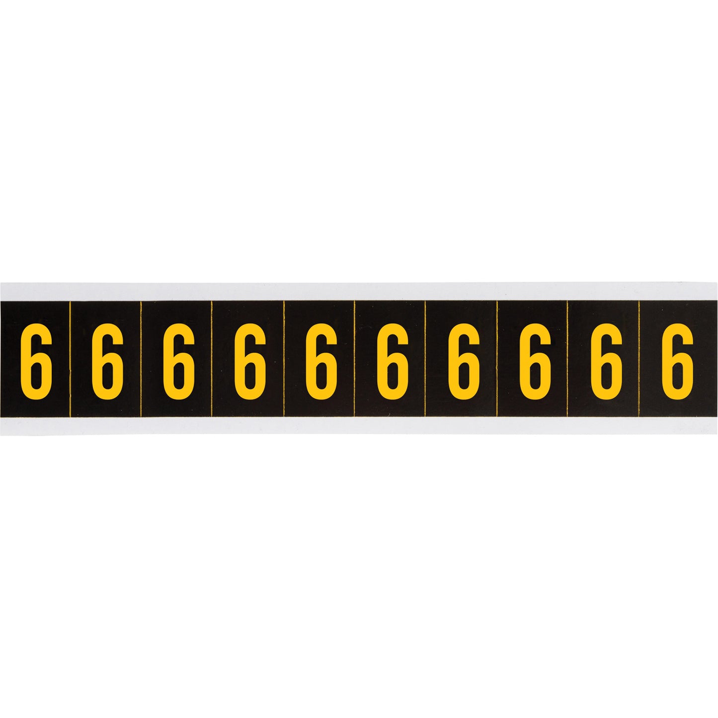 Brady Individual Number and Letter Labels, 6, 1" H, Yellow on Black