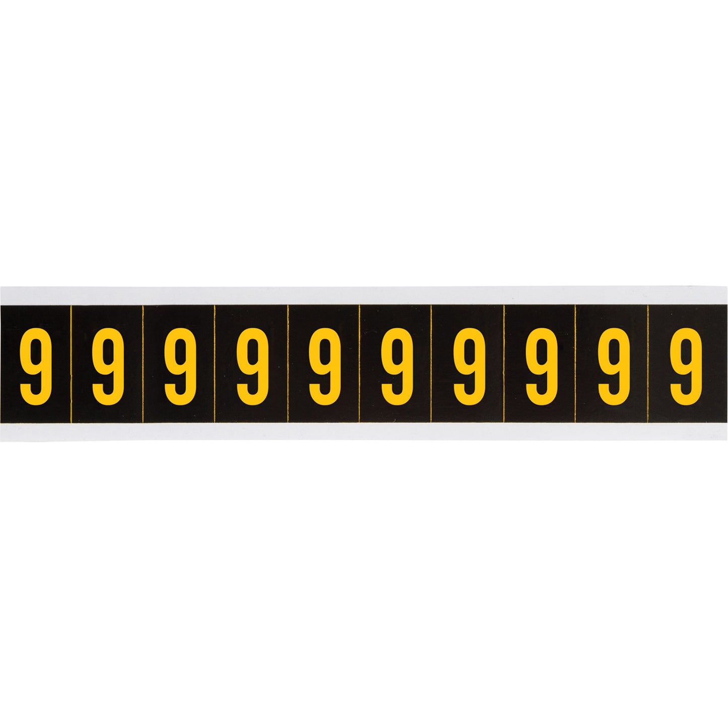 Brady Individual Number and Letter Labels, 9, 1" H, Yellow on Black