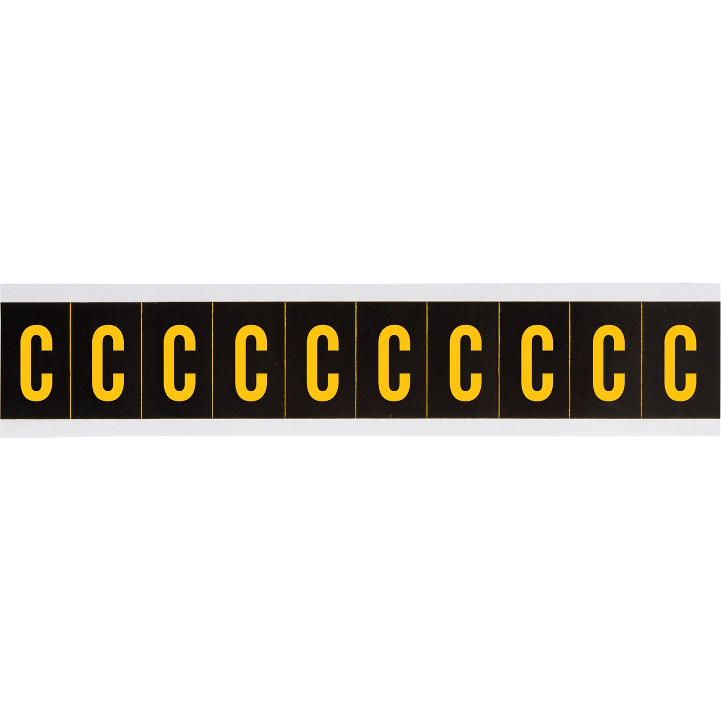 Brady Individual Number and Letter Labels, C, 2" H, Yellow on Black