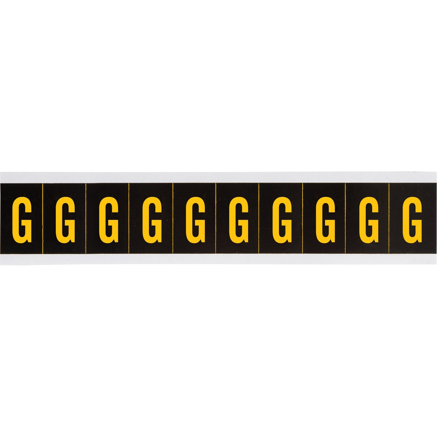 Brady Individual Number and Letter Labels, G, 2" H, Yellow on Black