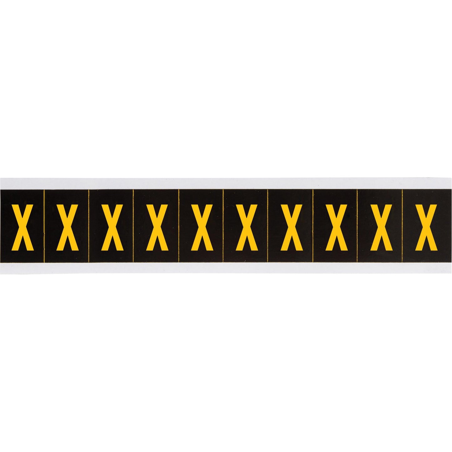 Brady Individual Number & Letter Labels, X, 2" H, Yellow on Black