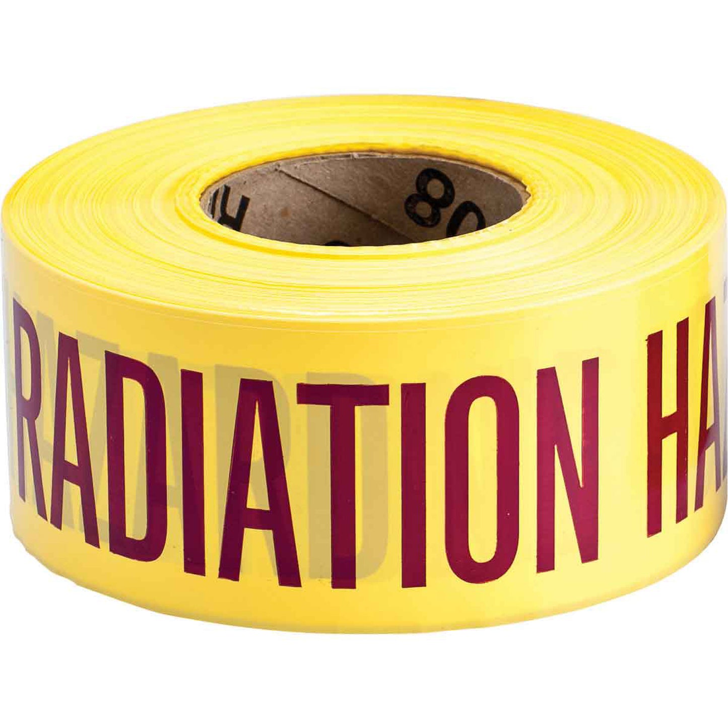 Brady Barricade Tape, English, 3" W x 200' L, 3 mils, Magenta on Yellow