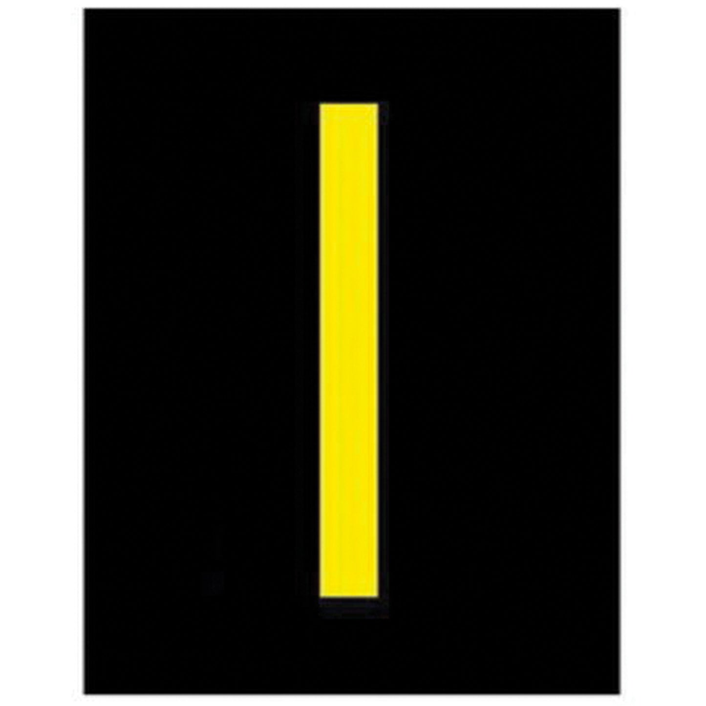 Brady Reflective Individual Number and Letter Labels, I, 2-1/2" H, Yellow on Black