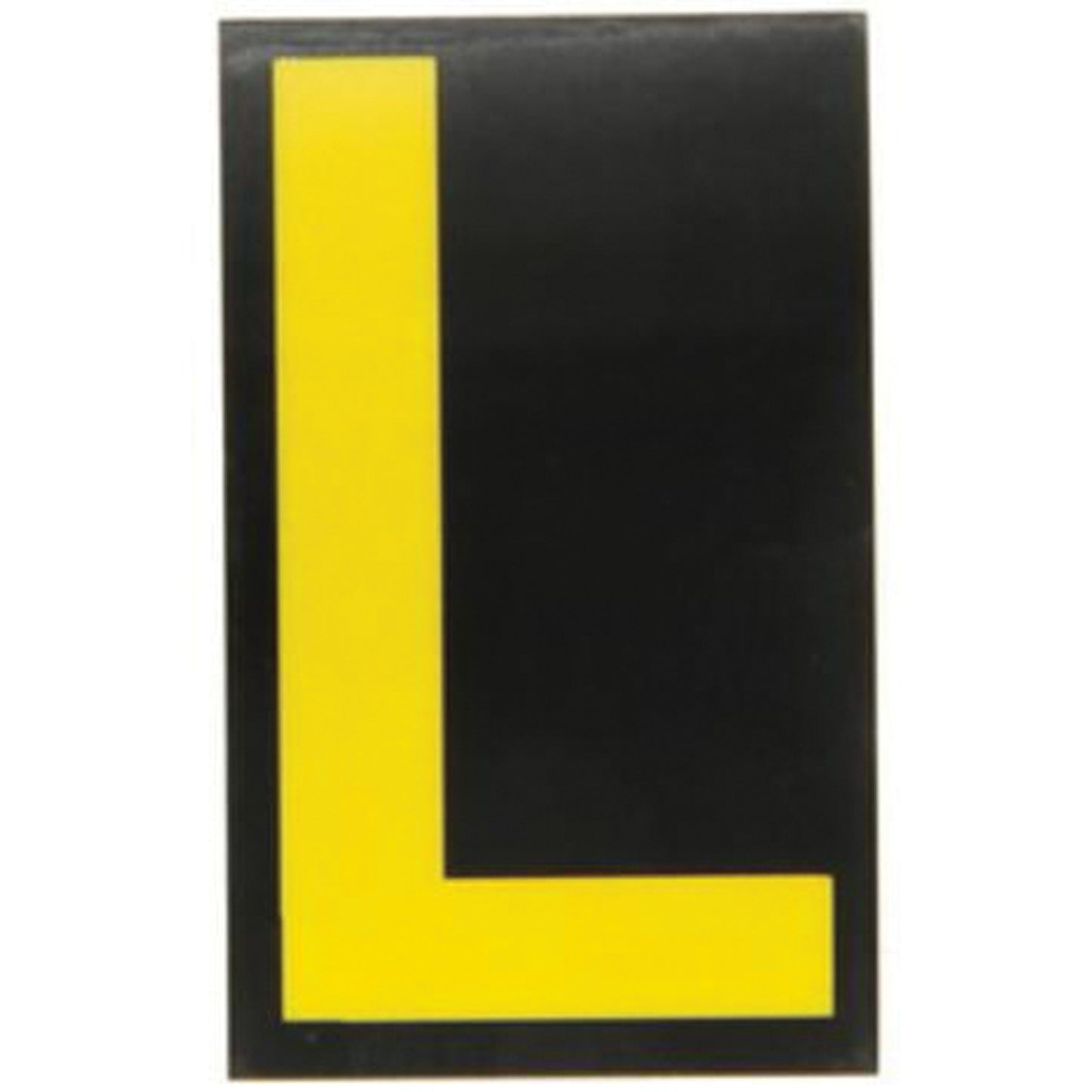 Brady Reflective Individual Number and Letter Labels, L, 2-1/2" H, Yellow on Black