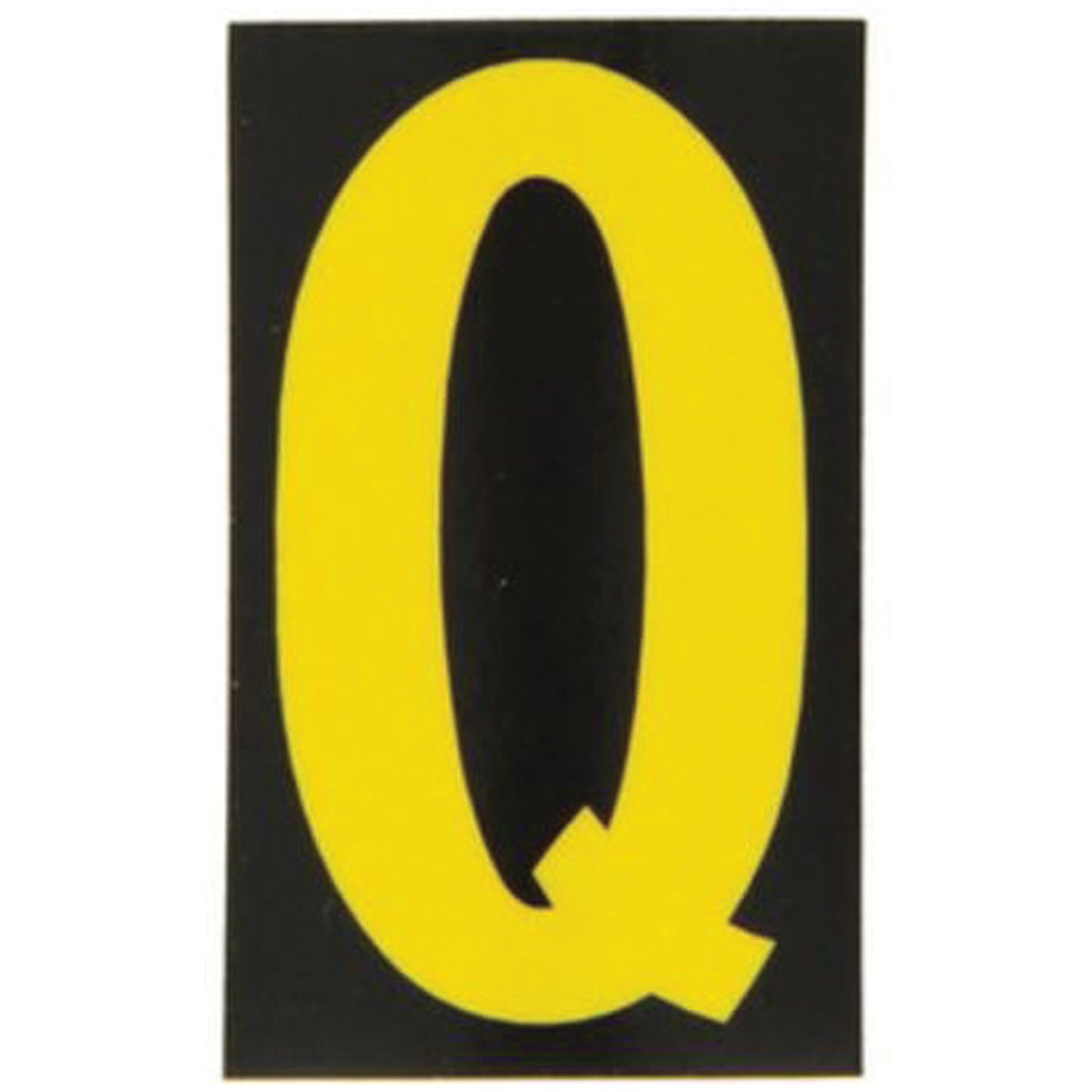 Brady Reflective Individual Number & Letter Labels, Q, 2-1/2" H, Yellow on Black