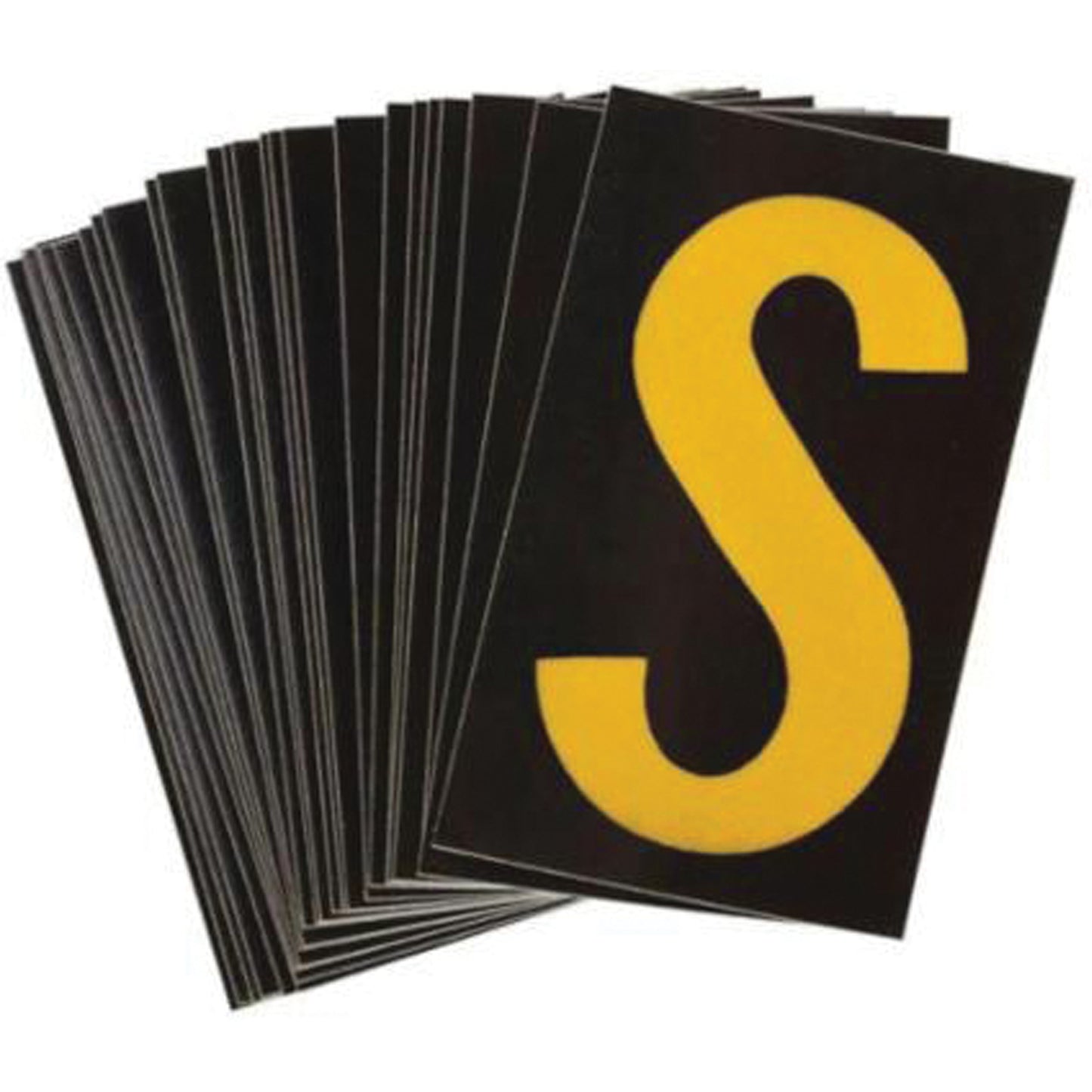 Brady Reflective Individual Number & Letter Labels, S, 2-1/2" H, Yellow on Black