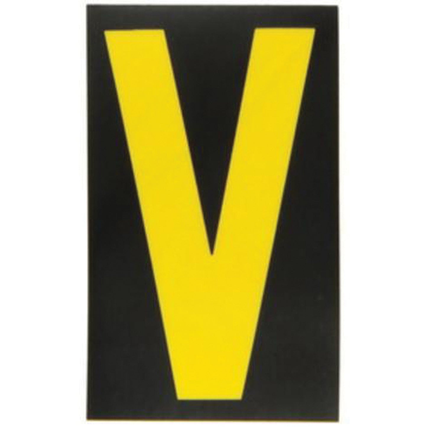 Brady Reflective Individual Number & Letter Labels, V, 2-1/2" H, Yellow on Black