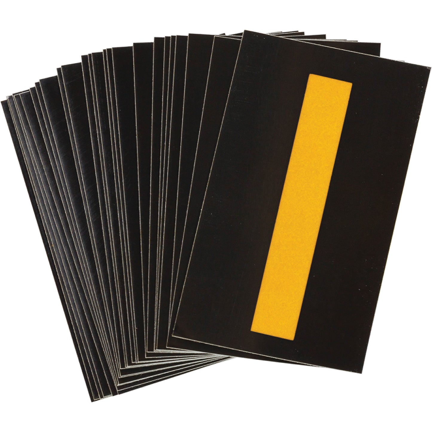 Brady Reflective Individual Number and Letter Labels, I, 1-1/2" H, Yellow on Black
