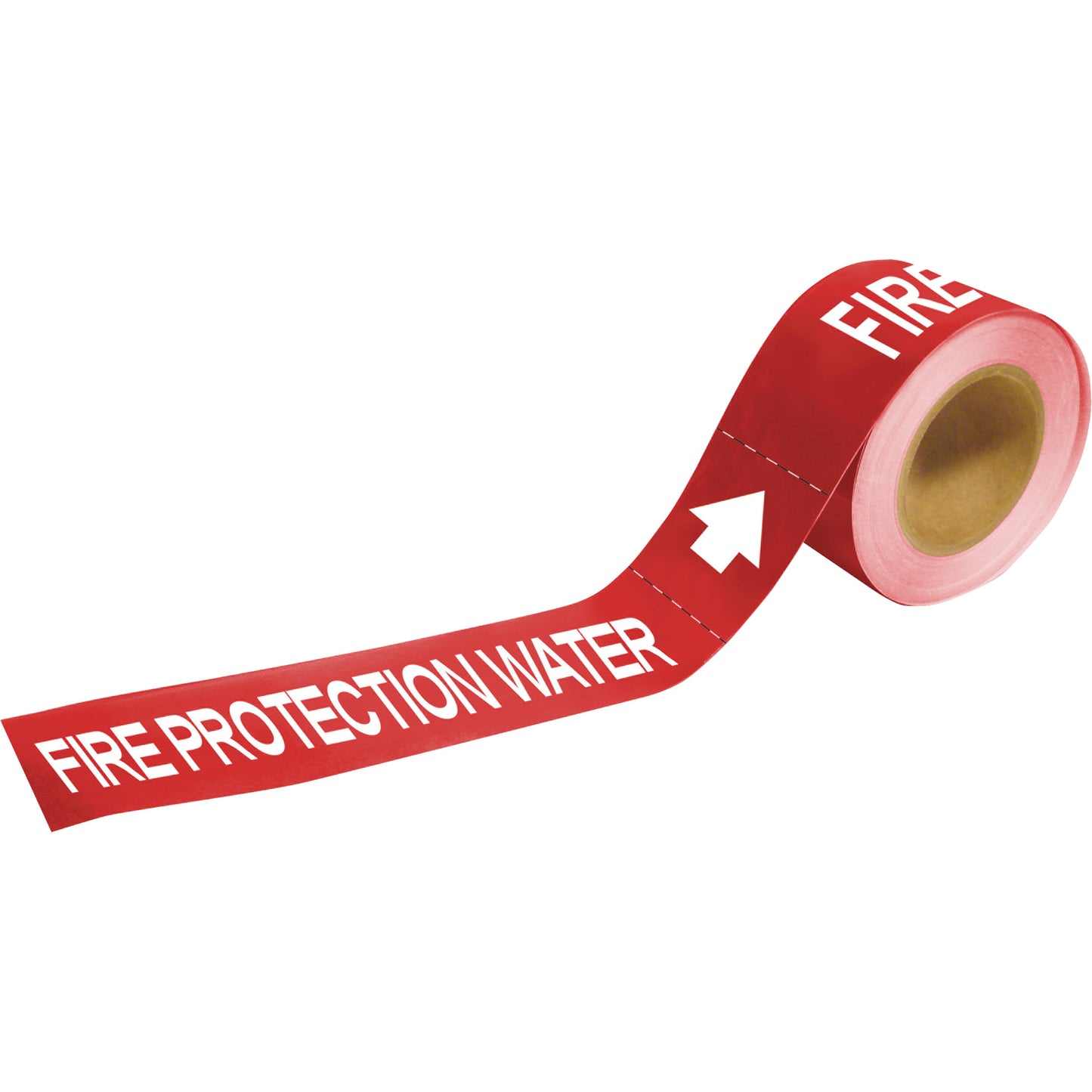 Brady "Fire Protection Water" Roll Form Pipe Markers, Self-Adhesive, 1" H x 8" W, White on Red