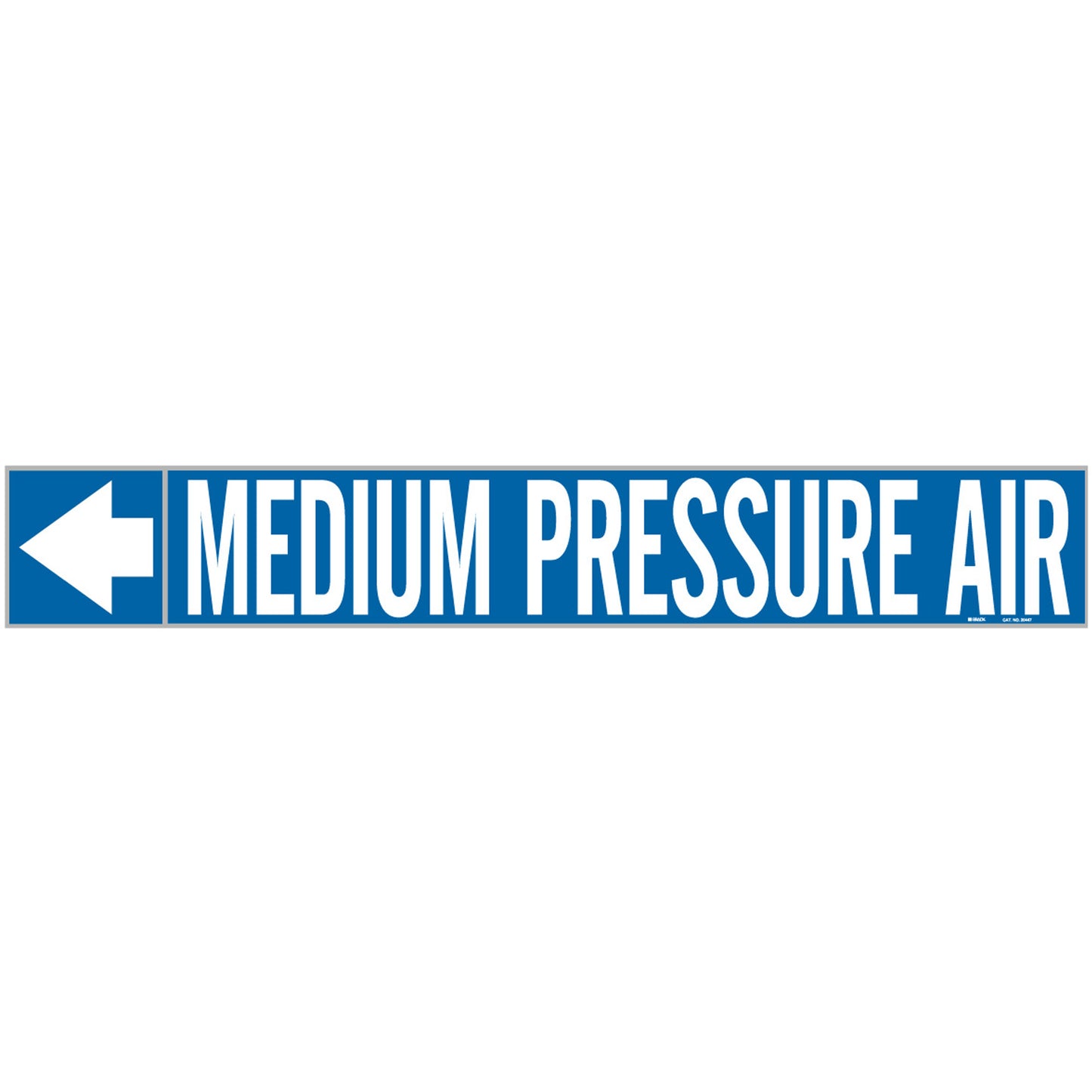 Brady "Medium Pressure Air" Pipe Markers, Self-Adhesive, 1" H x 8" W, White on Blue
