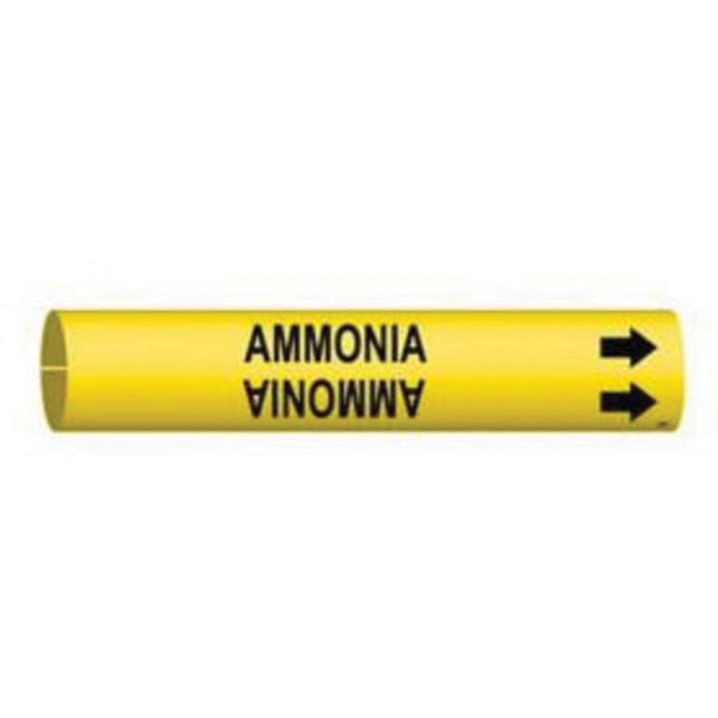 Brady "Ammonia" Pipe Marker, Snap-On, 2" H x 2" W, Black on Yellow