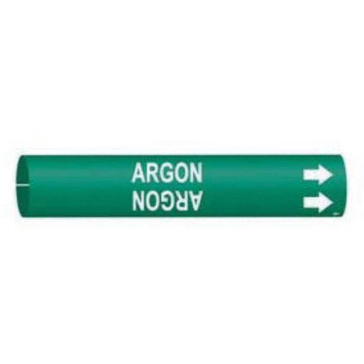 Brady "Argon" Pipe Marker, Snap-On, 13/16" H x 13/16" W, White on Green