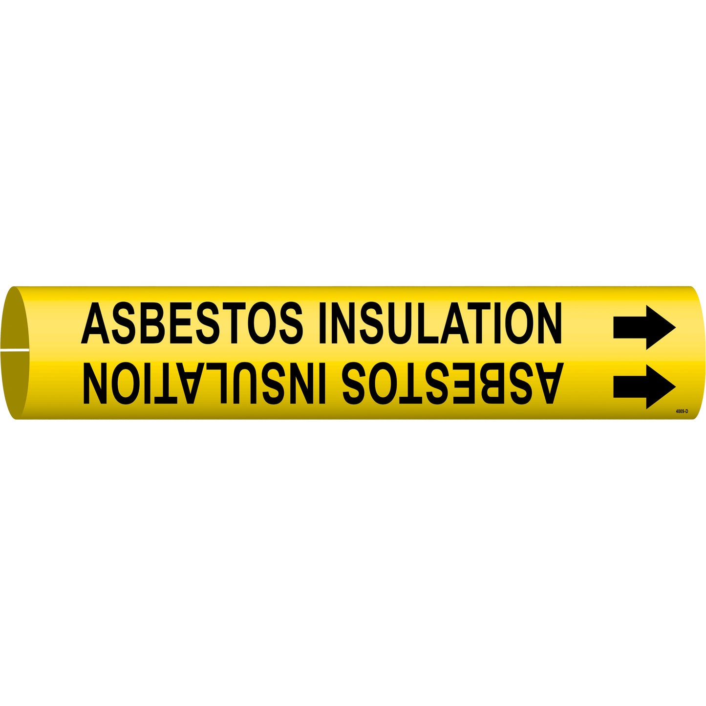 Brady "Asbestos Insulation" Pipe Marker, Snap-On, 2-13/16" H x 2-13/16" W, Black on Yellow