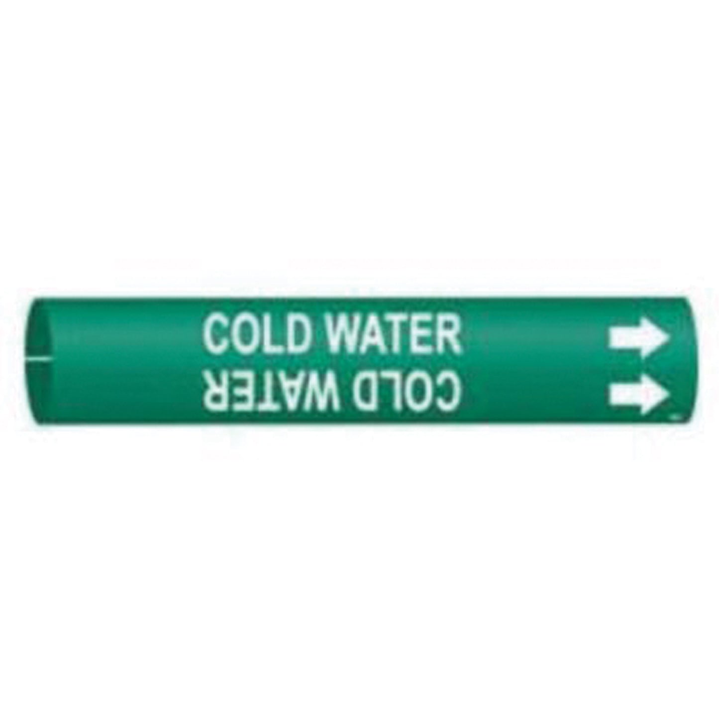 Brady "Cold Water" Pipe Marker, Snap-On, 13/16" H x 13/16" W, White on Green