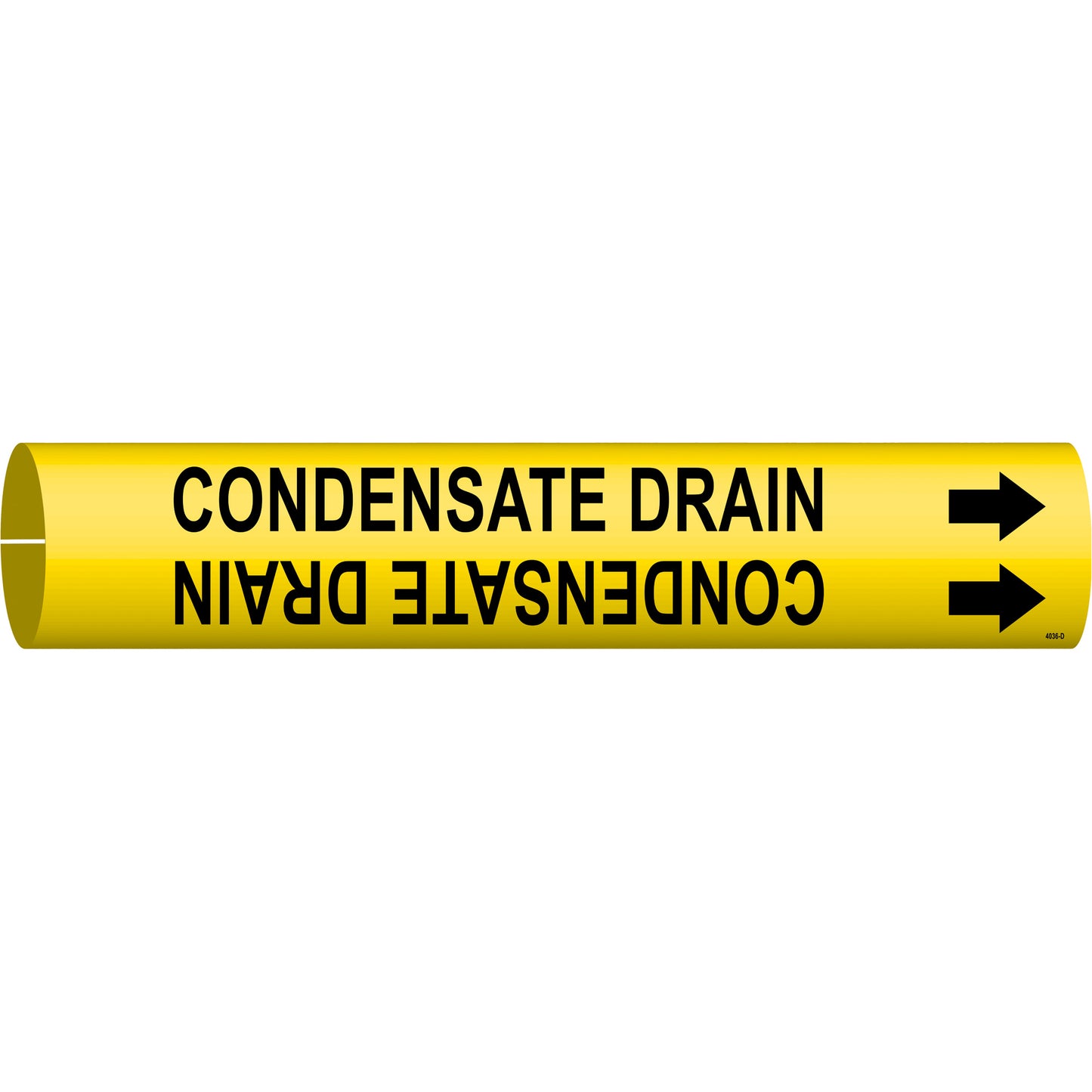 Brady "Condensate Drain" Pipe Marker, Snap-On, 2-13/16" H x 2-13/16" W, Black on Yellow