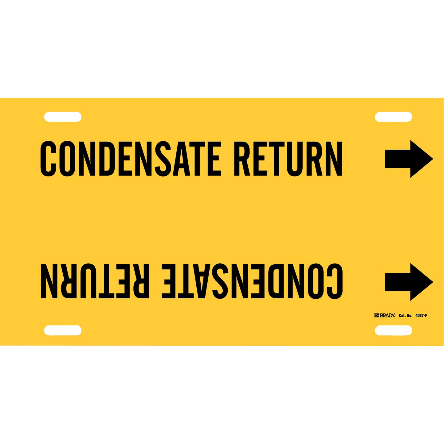 Brady "Condensate Return" Pipe Marker, Strap-On, 8" H x 16" W, Black on Yellow