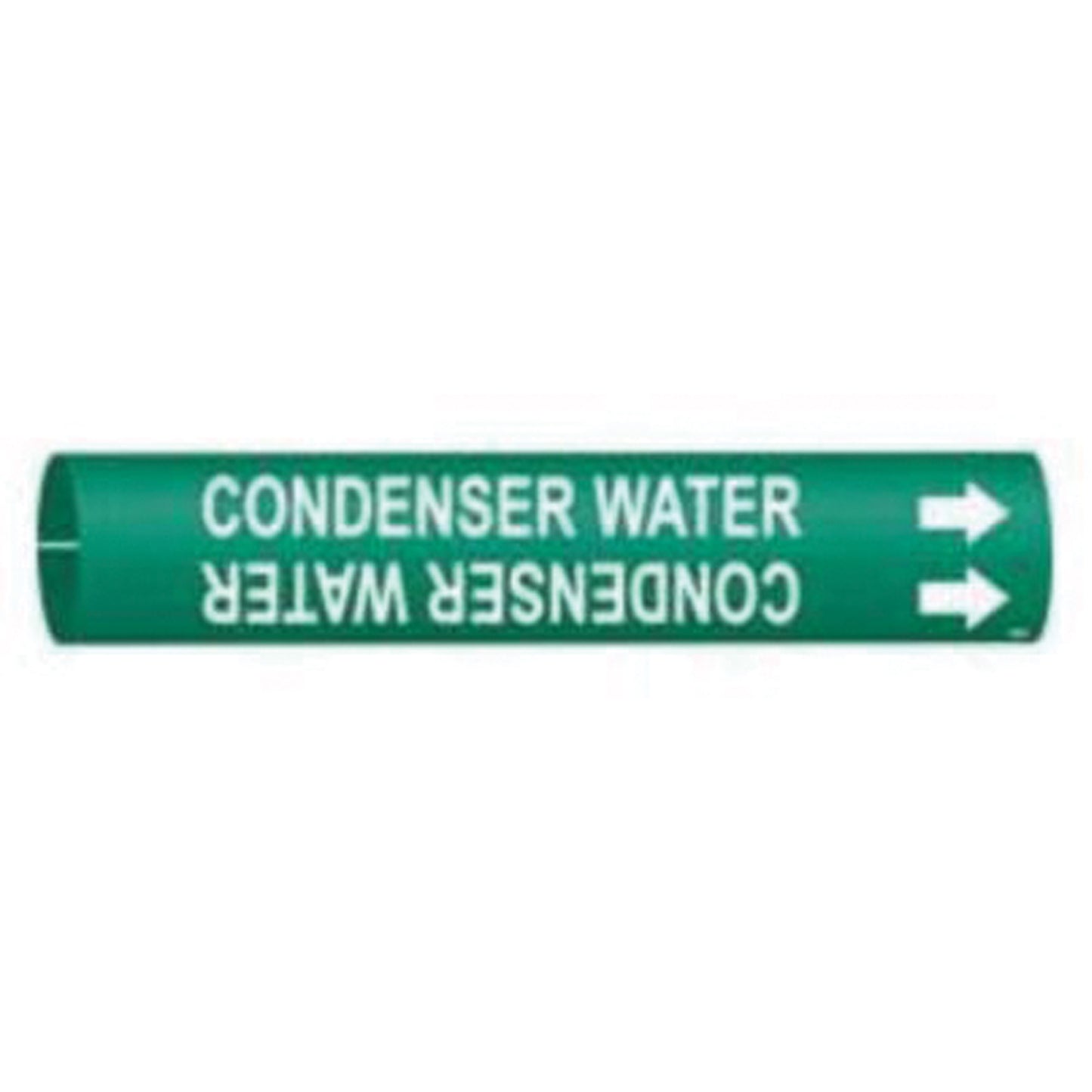 Brady "Condenser Water" Pipe Marker, Snap-On, 7/8" H x 7/8" W, White on Green