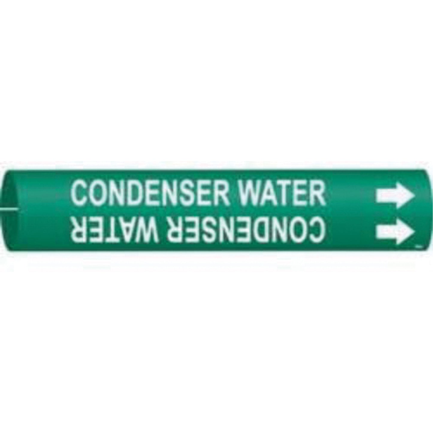 Brady "Condenser Water" Pipe Marker, Snap-On, 2" H x 2" W, White on Green
