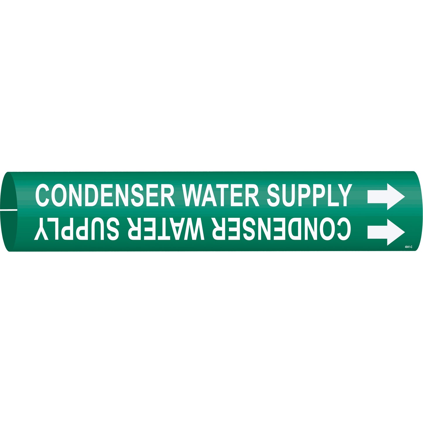 Brady "Condenser Water Supply" Pipe Marker, Snap-On, 2" H x 2" W, White on Green