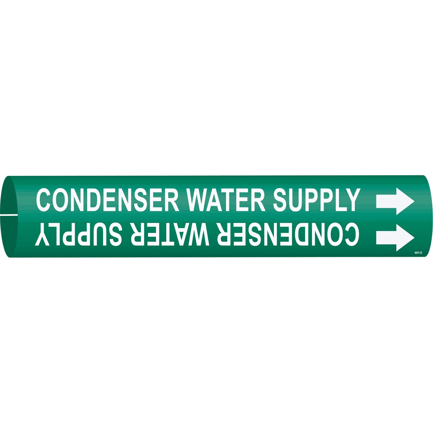 Brady "Condenser Water Supply" Pipe Marker, Snap-On, 2-13/16" H x 2-13/16" W, White on Green