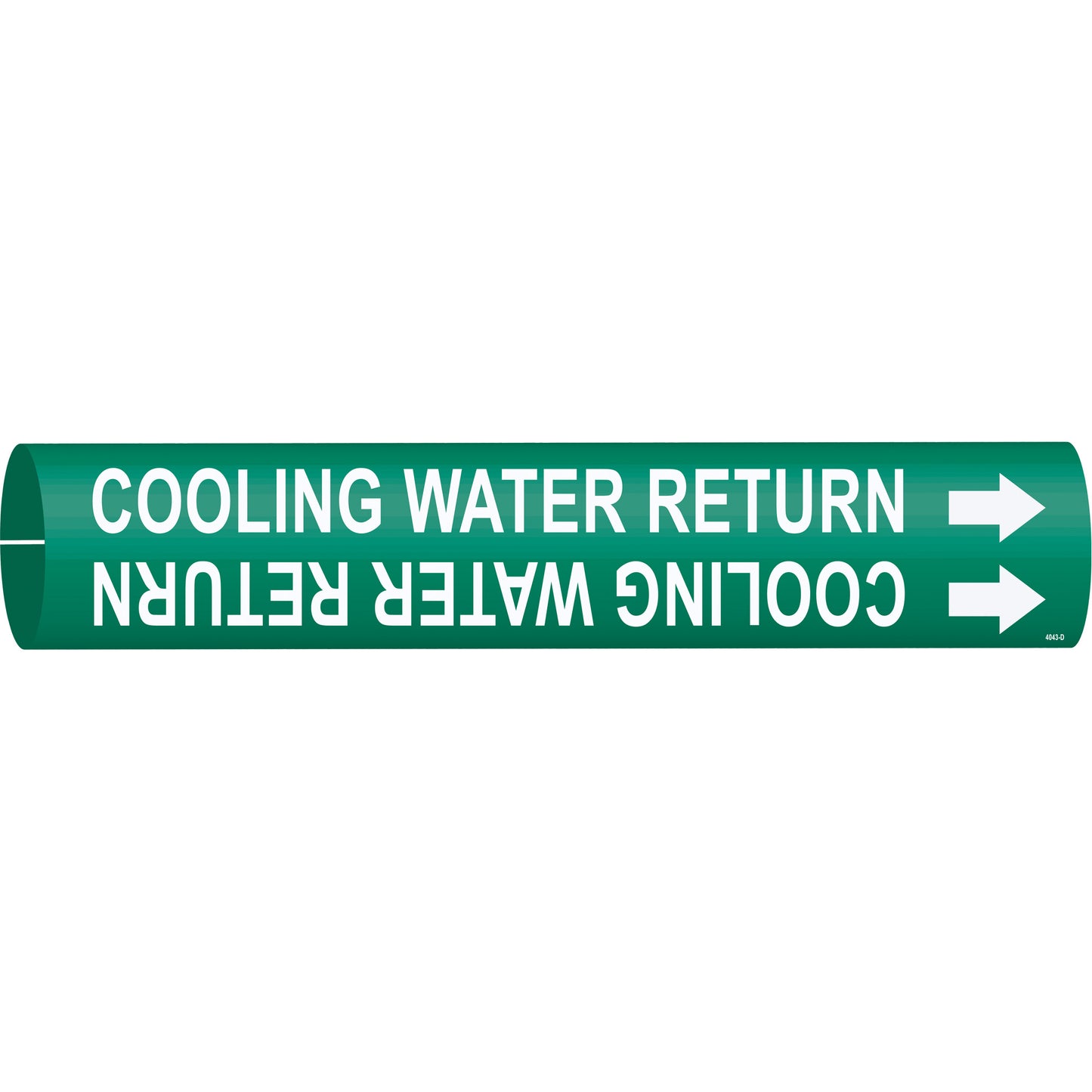 Brady "Condenser Water Return" Pipe Marker, Snap-On, 2-13/16" H x 2-13/16" W, White on Green