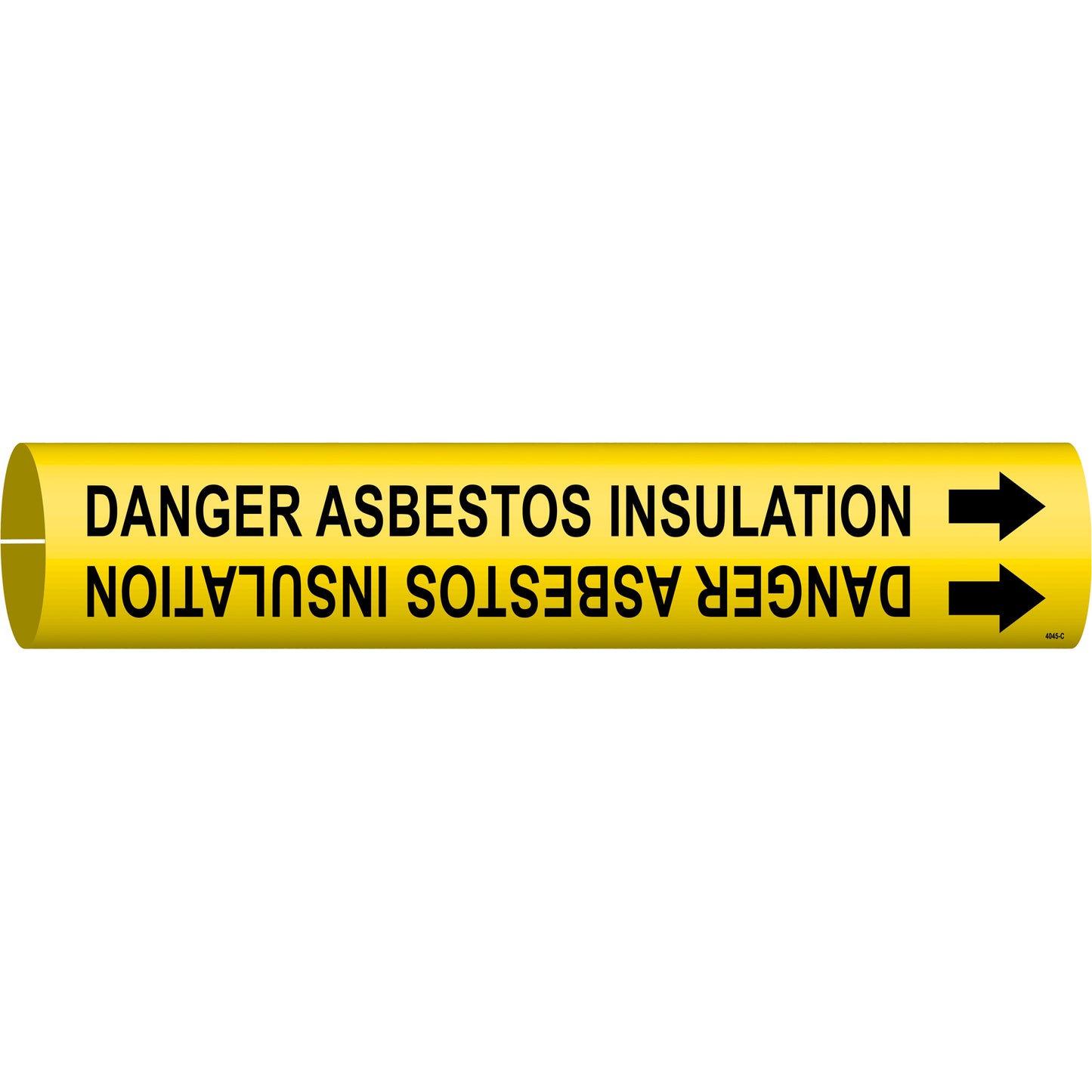 Brady "Danger Asbestos Insulation" Pipe Marker, Snap-On, 2" H x 2" W, Black on Yellow