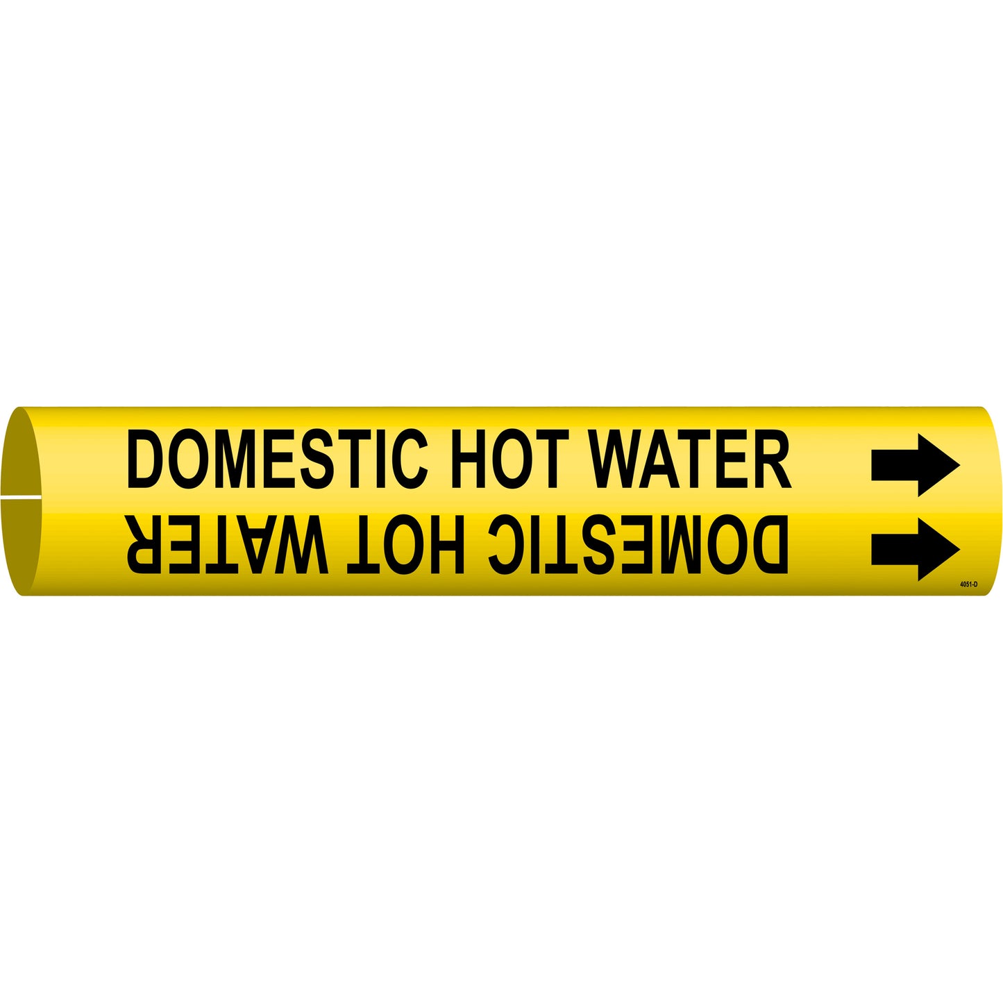 Brady "Domestic Hot Water" Pipe Marker, Snap-On, 2-13/16" H x 2-13/16" W, Black on Yellow