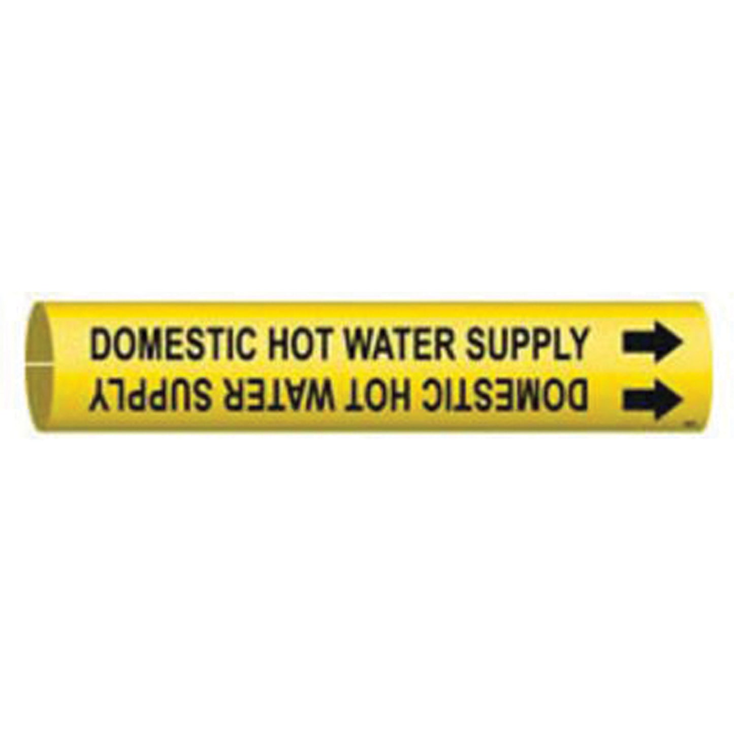 Brady "Domestic Hot Water Supply" Pipe Marker, Snap-On, 7/8" H x 7/8" W, Black on Yellow