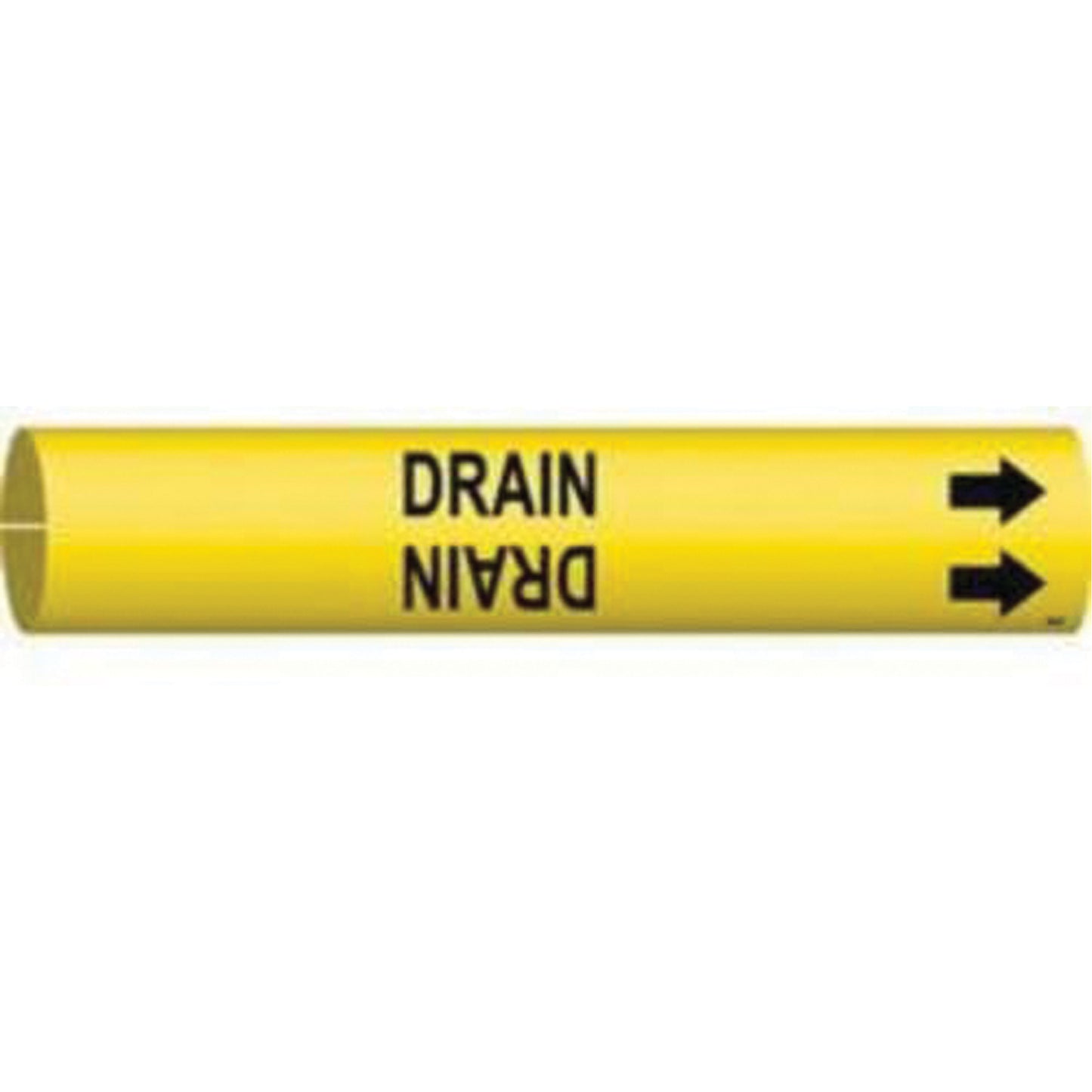 Brady "Drain" Pipe Marker, Snap-On, 2" H x 2" W, Black on Yellow