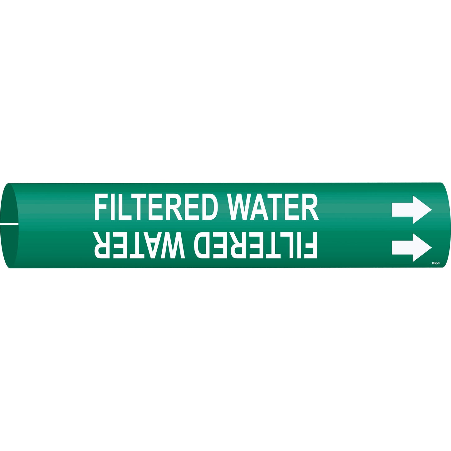 Brady "Filtered Water" Pipe Marker, Snap-On, 2-13/16" H x 2-13/16" W, White on Green