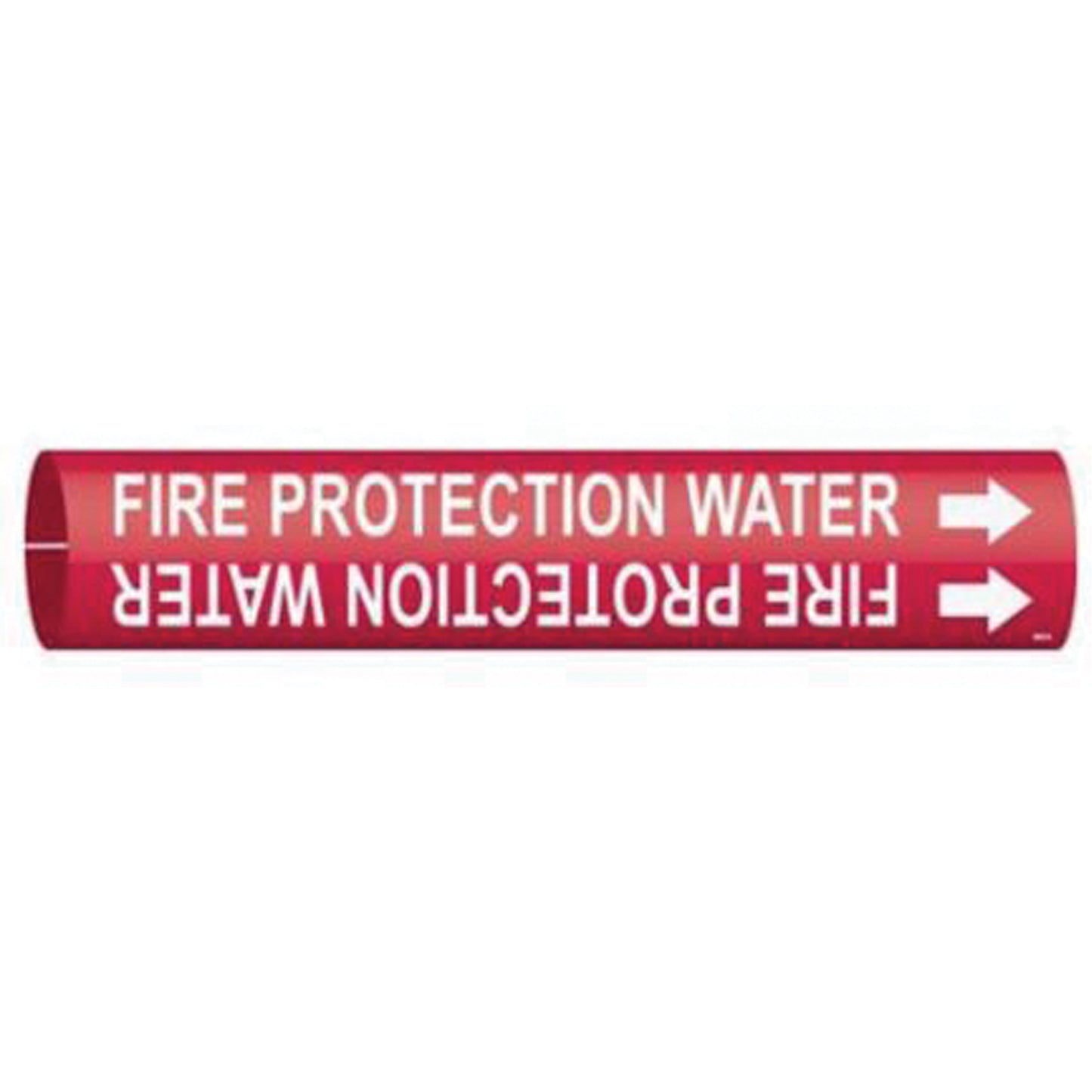 Brady "Fire Protection Water" Pipe Marker, Snap-On, 7/8" H x 7/8" W, White on Red