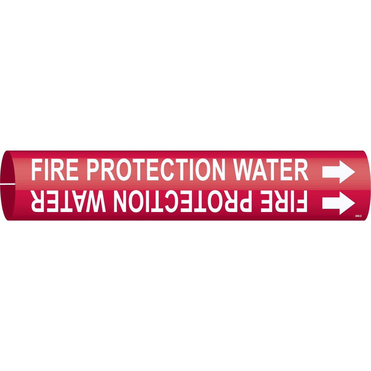 Brady "Fire Protection Water" Pipe Marker, Snap-On, 2-13/16" H x 2-13/16" W, White on Red