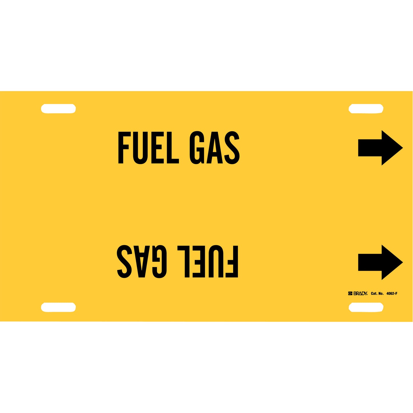 Brady "Fuel Gas" Pipe Marker, Strap-On, 8" H x 16" W, Black on Yellow