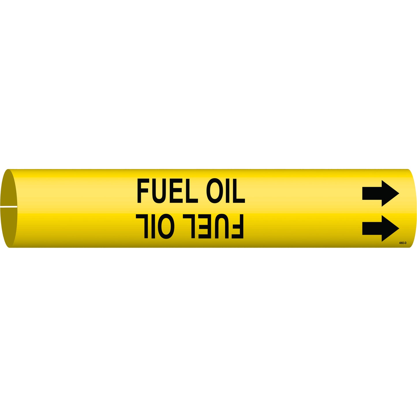 Brady "Fuel Oil" Pipe Marker, Snap-On, 2-13/16" H x 2-13/16" W, Black on Yellow