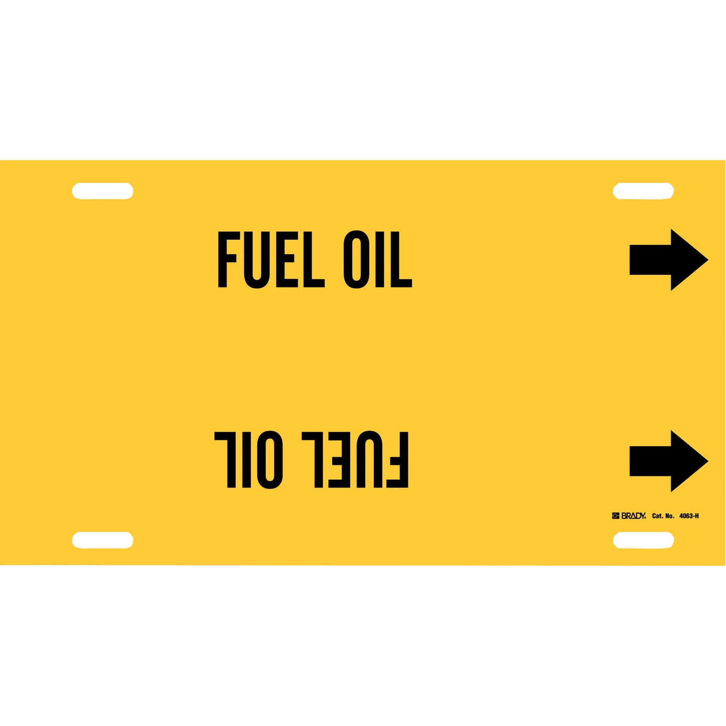 Brady "Fuel Oil" Pipe Marker, Strap-On, 10" H x 32" W, Black on Yellow