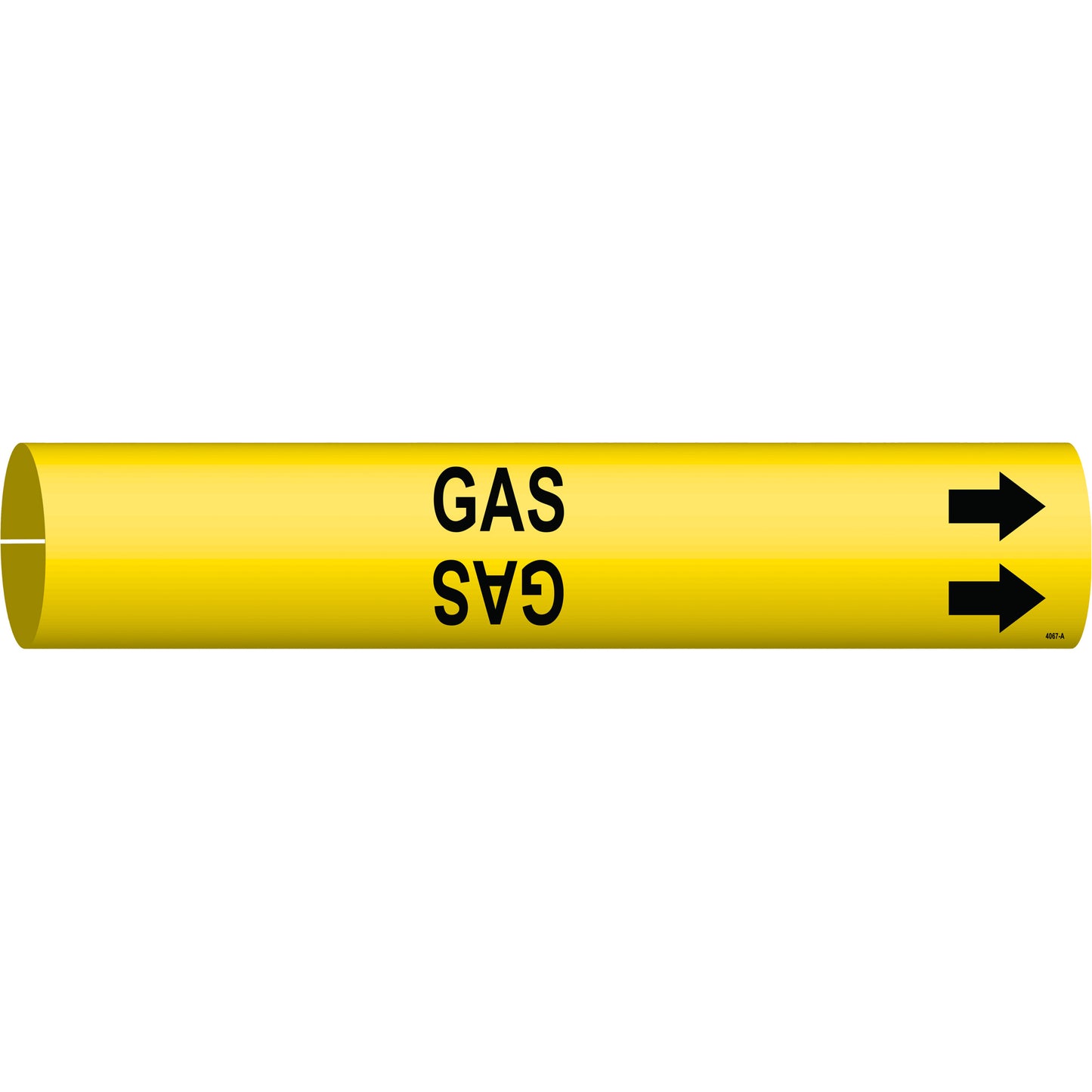 Brady "Gas" Pipe Marker, Snap-On, 13/16" H x 13/16" W, Black on Yellow