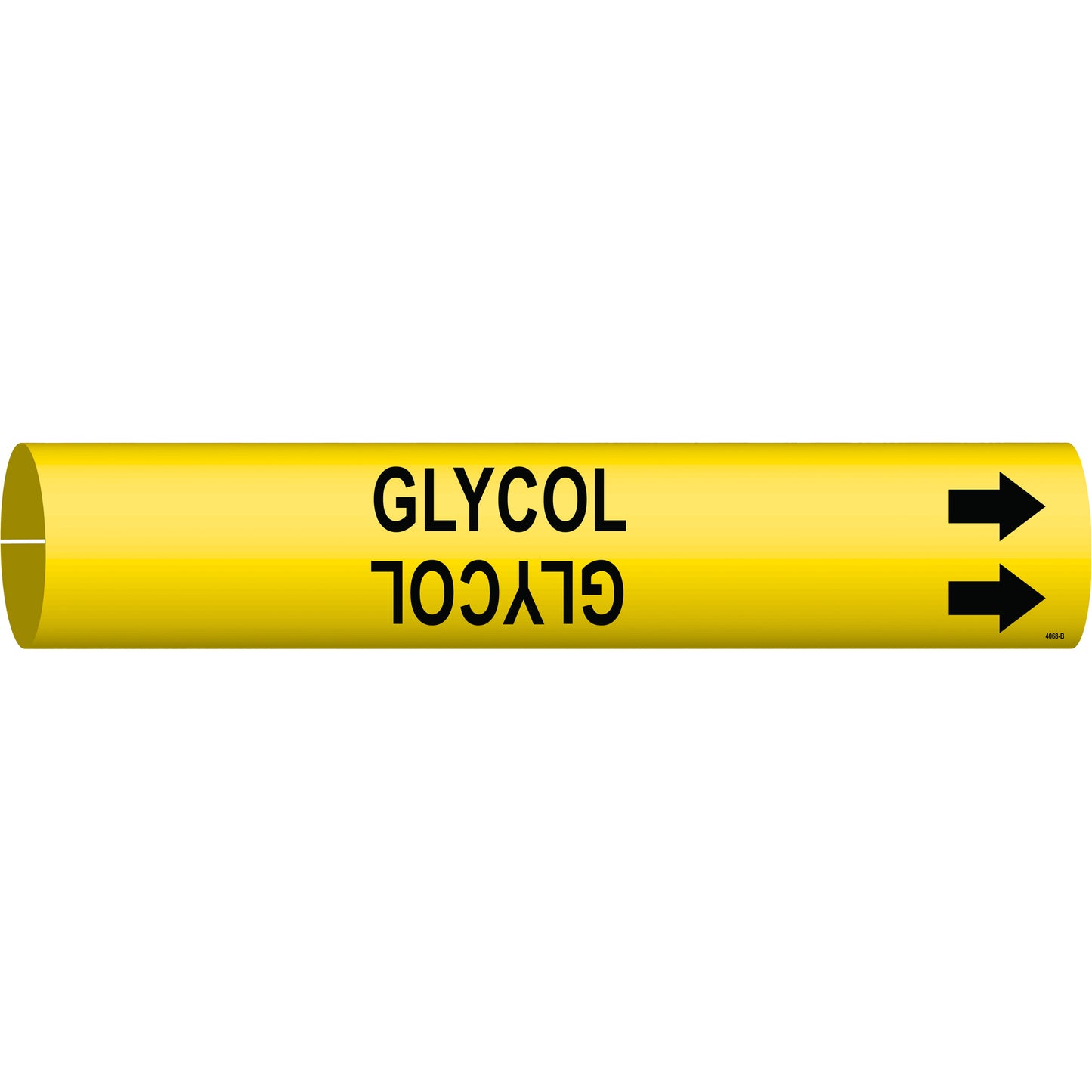Brady "Glycol" Pipe Marker, Snap-On, 7/8" H x 7/8" W, Black on Yellow