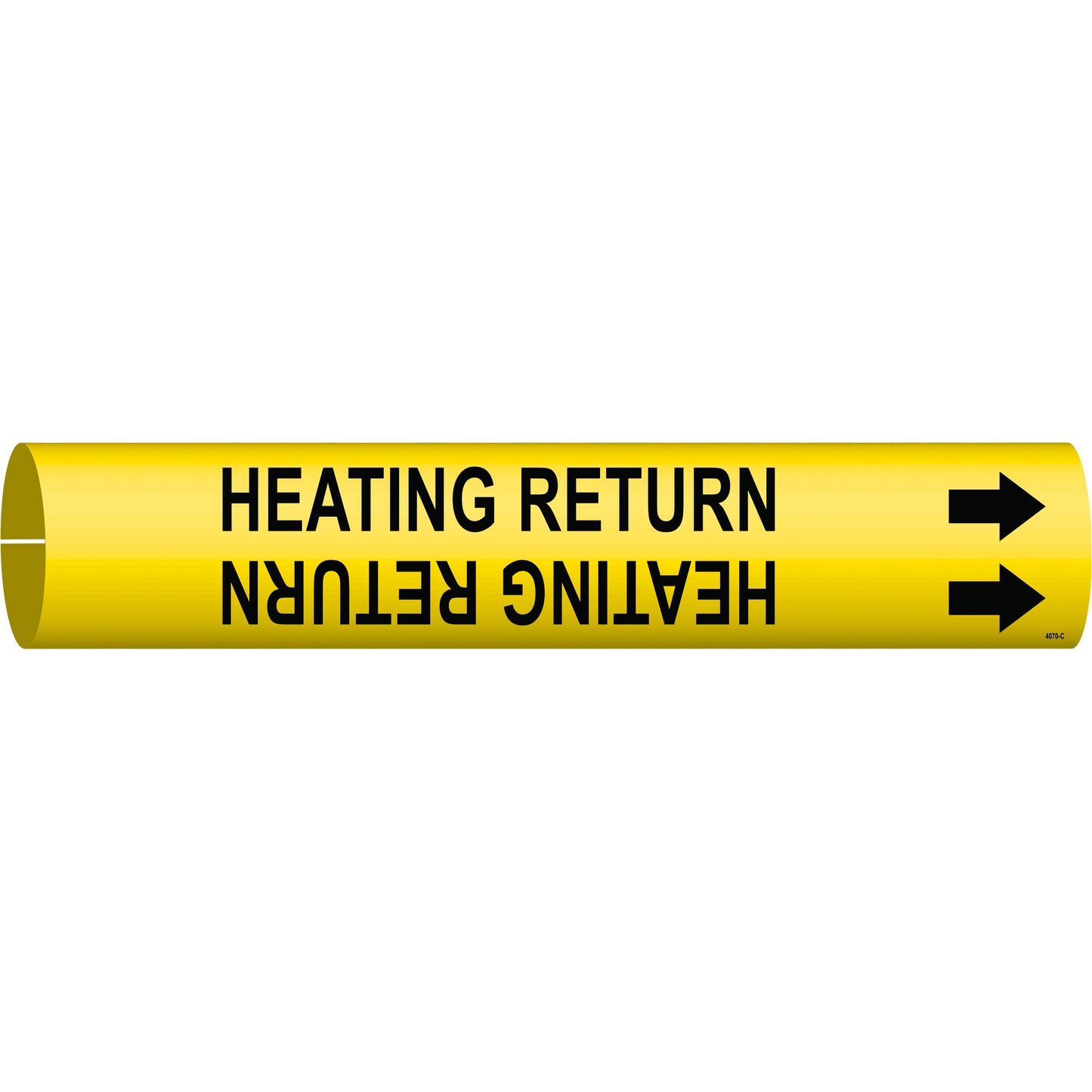 Brady "Heating Return" Pipe Marker, Snap-On, 2" H x 2" W, Black on Yellow