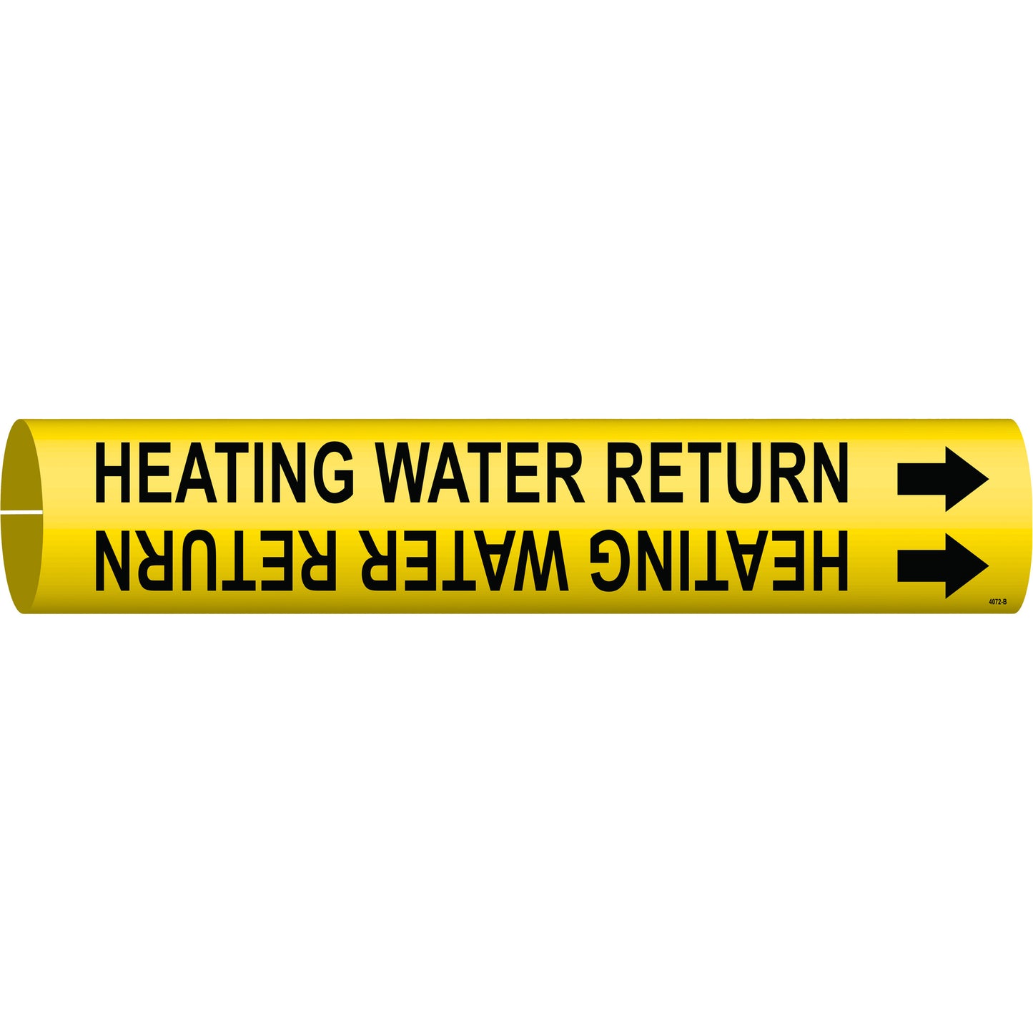Brady "Heating Water Return" Pipe Marker, Snap-On, 7/8" H x 7/8" W, Black on Yellow