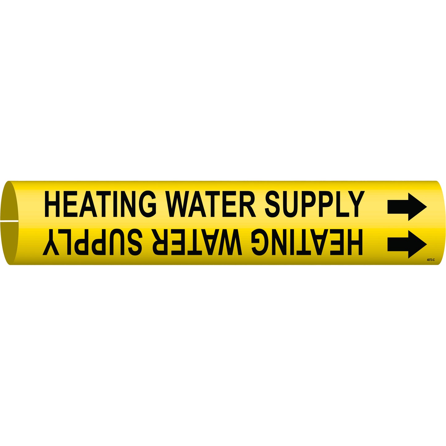 Brady "Heating Water Supply" Pipe Marker, Snap-On, 2" H x 2" W, Black on Yellow