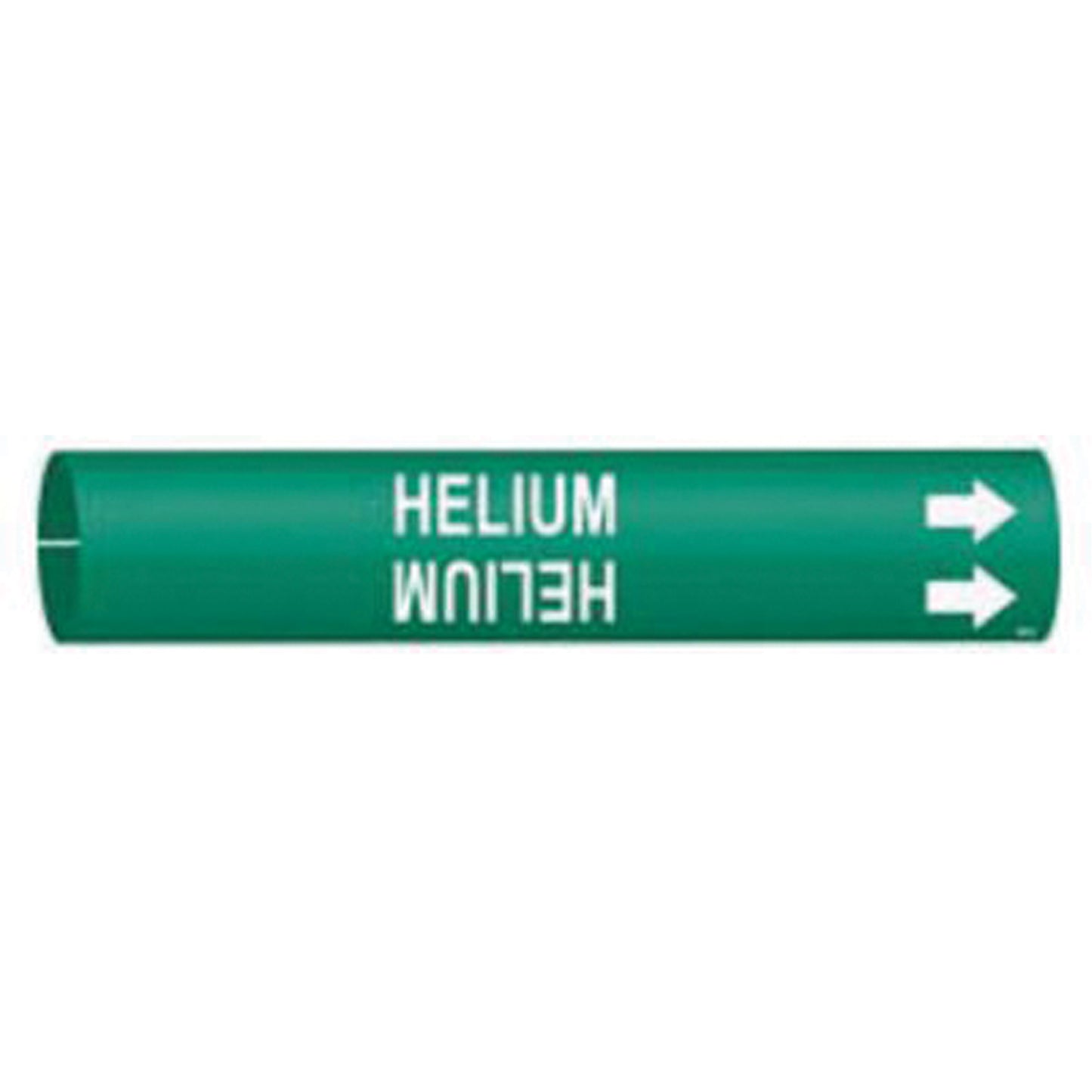 Brady "Helium" Pipe Marker, Snap-On, 2" H x 2" W, White on Green