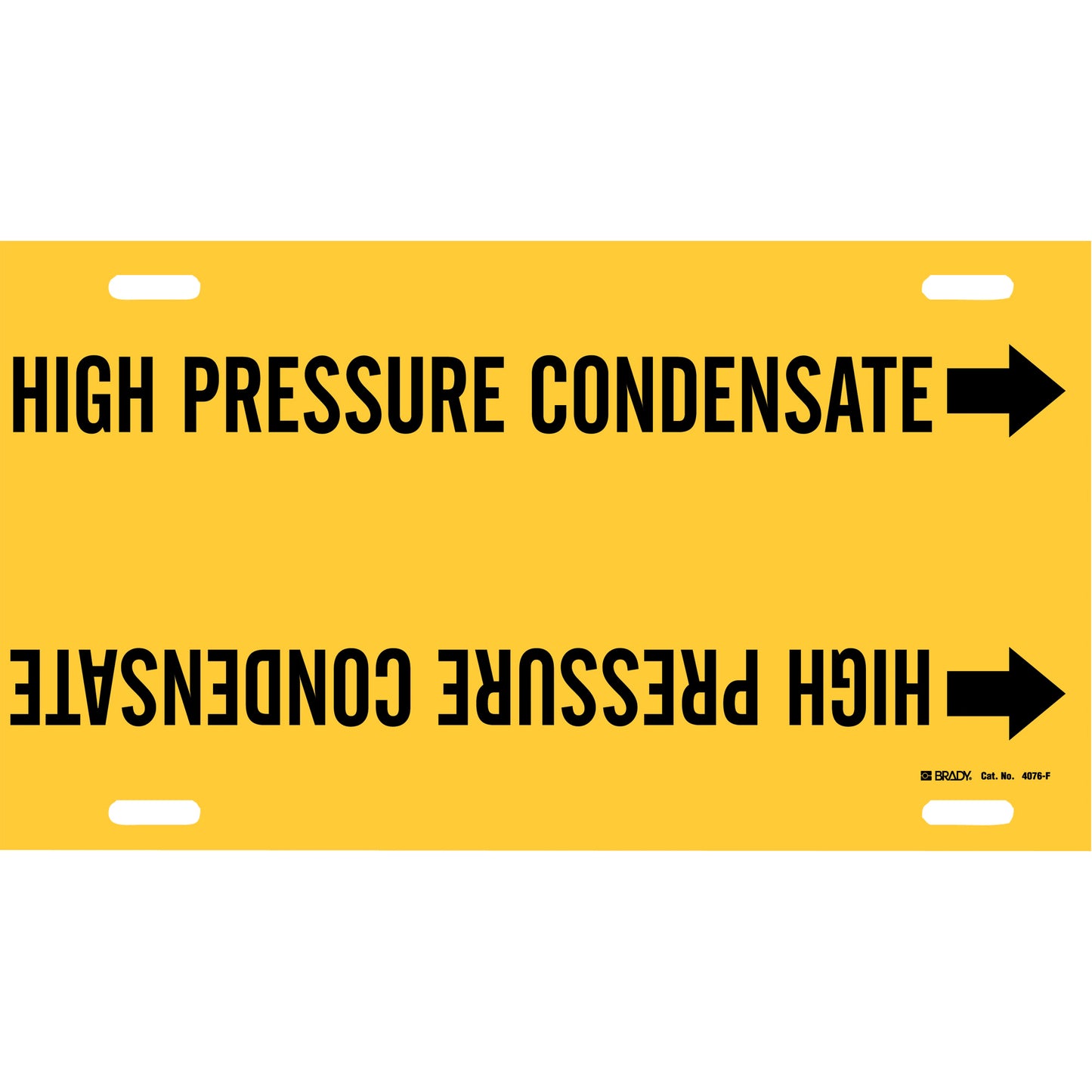 Brady "High Pressure Condensate" Pipe Marker, Strap-On, 8" H x 16" W, Black on Yellow