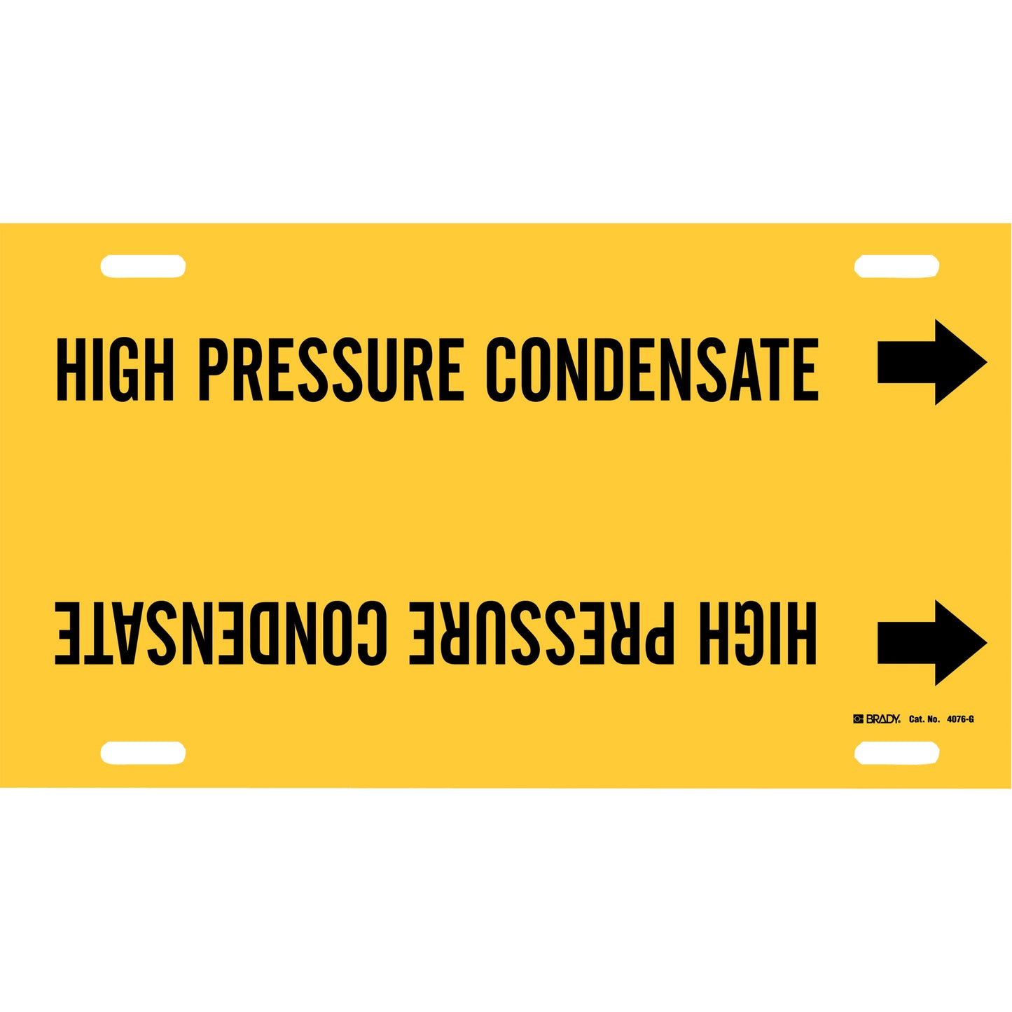 Brady "High Pressure Condensate" Pipe Marker, Strap-On, 10" H x 24" W, Black on Yellow