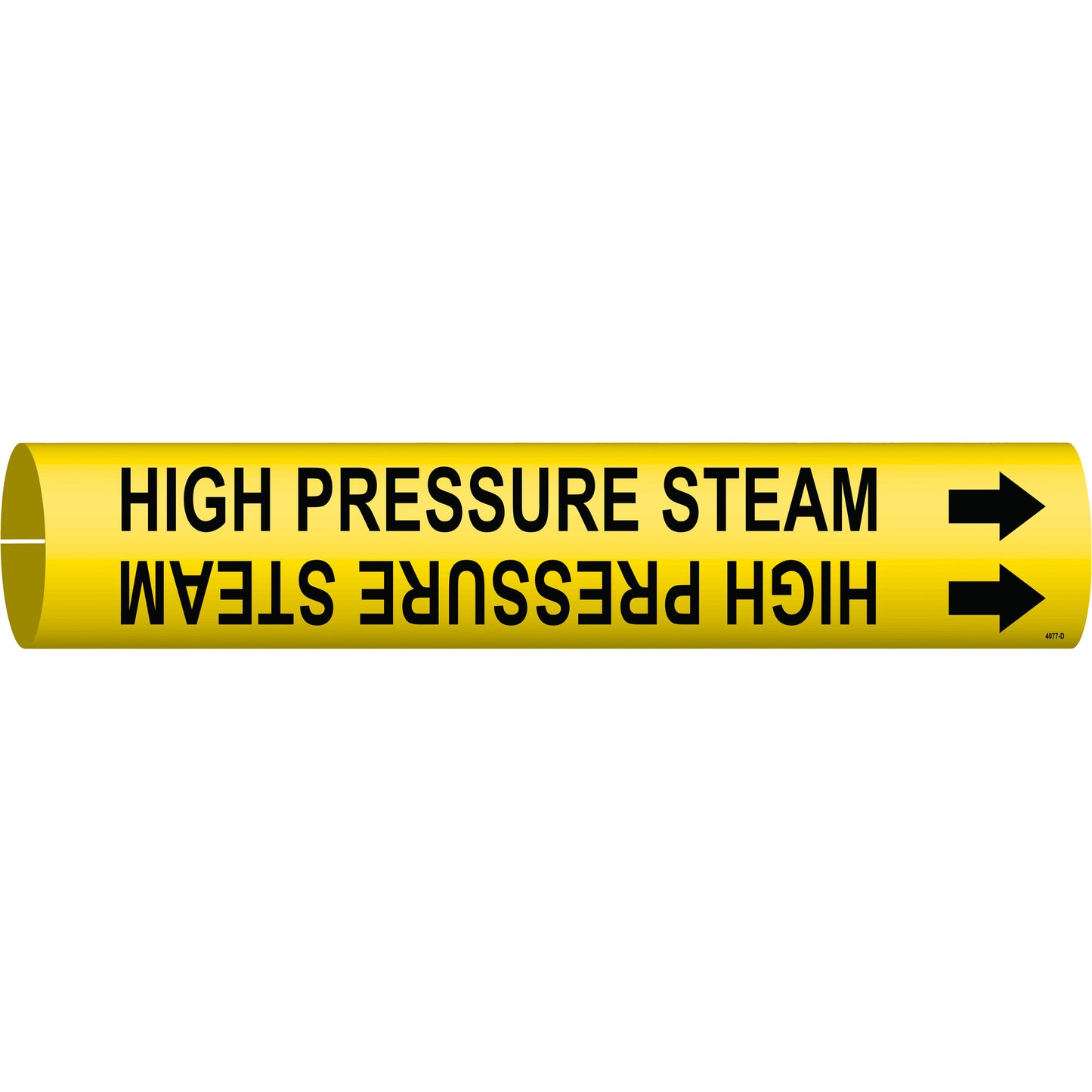 Brady "High Pressure Steam" Pipe Marker, Snap-On, 2-13/16" H x 2-13/16" W, Black on Yellow