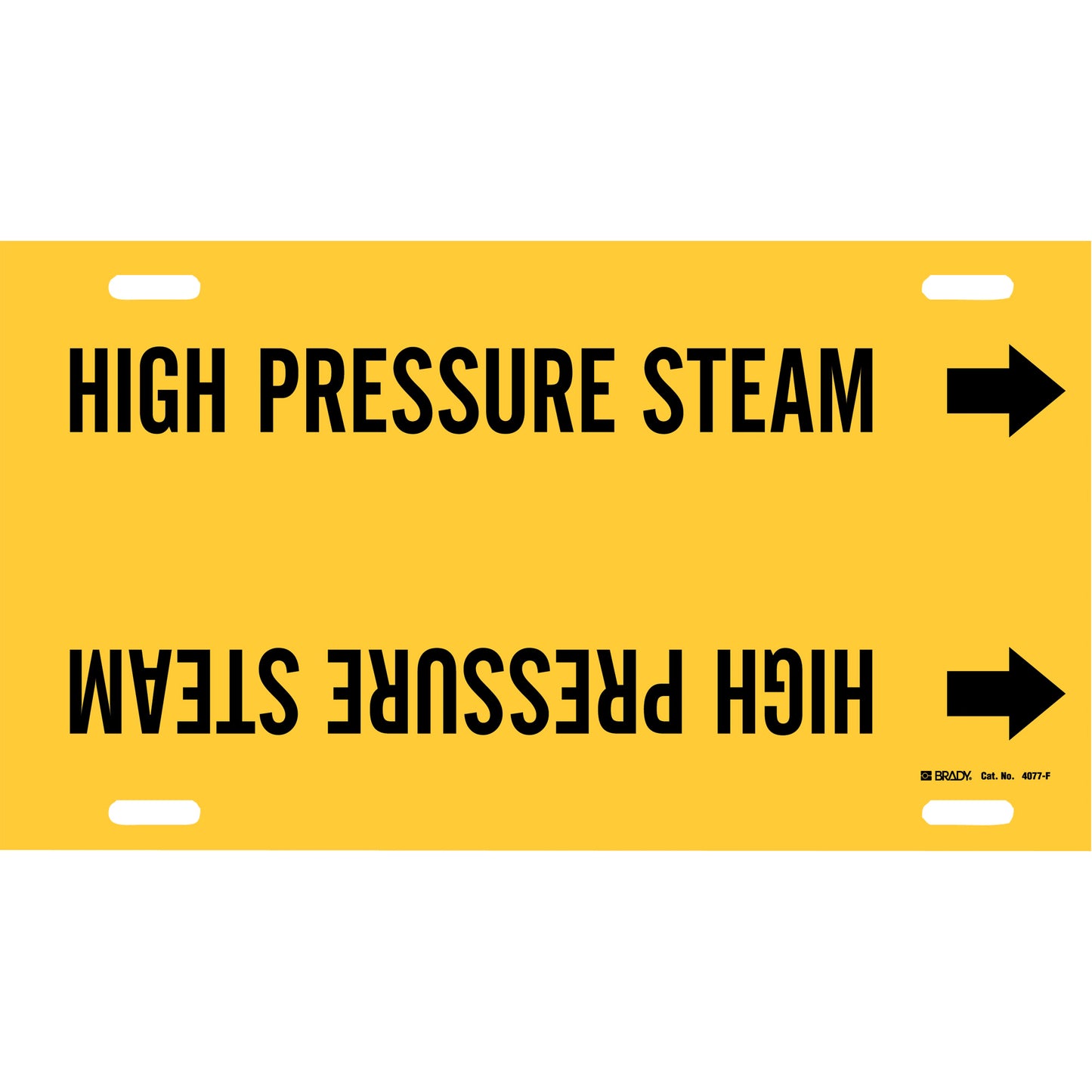 Brady "High Pressure Steam" Pipe Marker, Strap-On, 8" H x 16" W, Black on Yellow