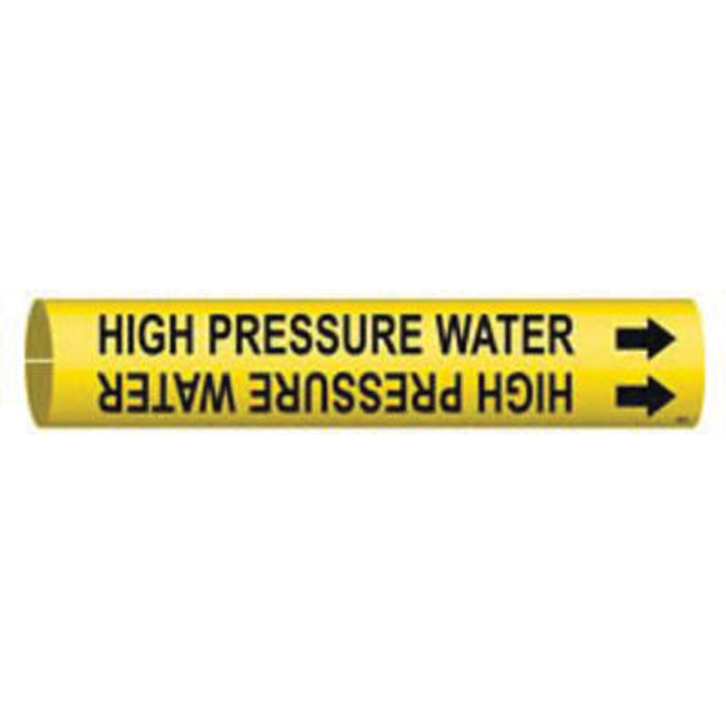 Brady "High Pressure Water" Pipe Marker, Snap-On, 13/16" H x 13/16" W, Black on Yellow