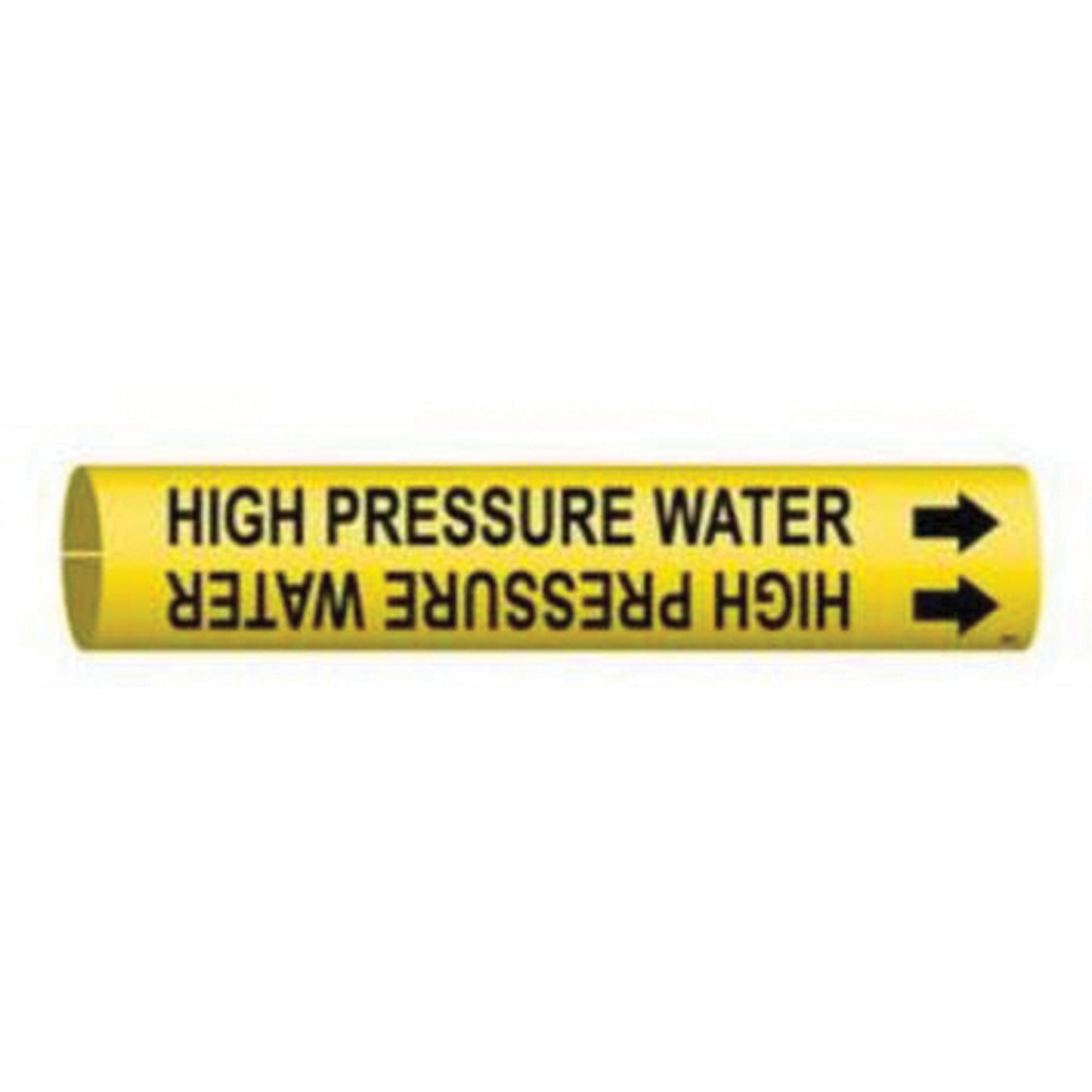 Brady "High Pressure Water" Pipe Marker, Snap-On, 2-13/16" H x 2-13/16" W, Black on Yellow