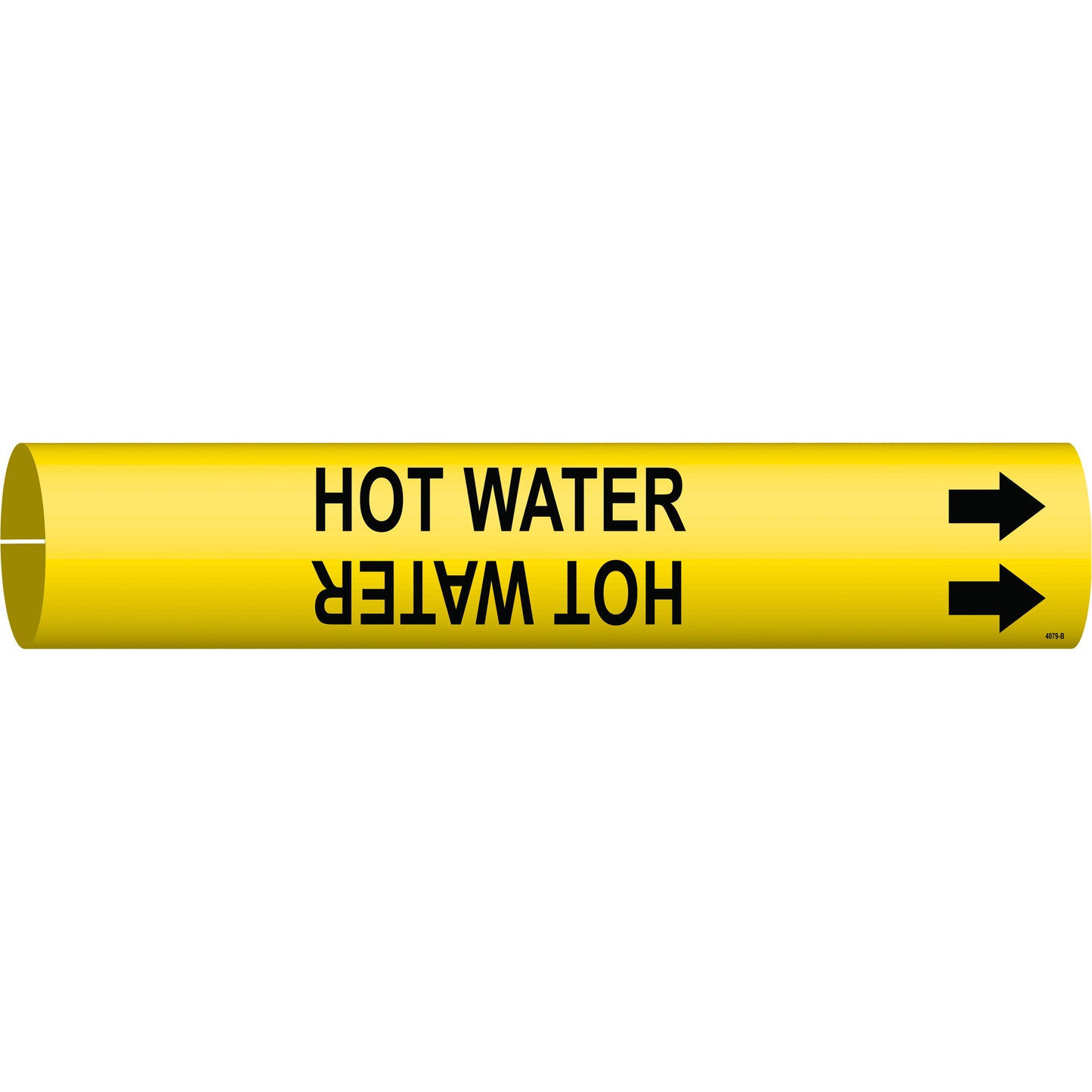 Brady "Hot Water" Pipe Marker, Snap-On, 7/8" H x 7/8" W, Black on Yellow