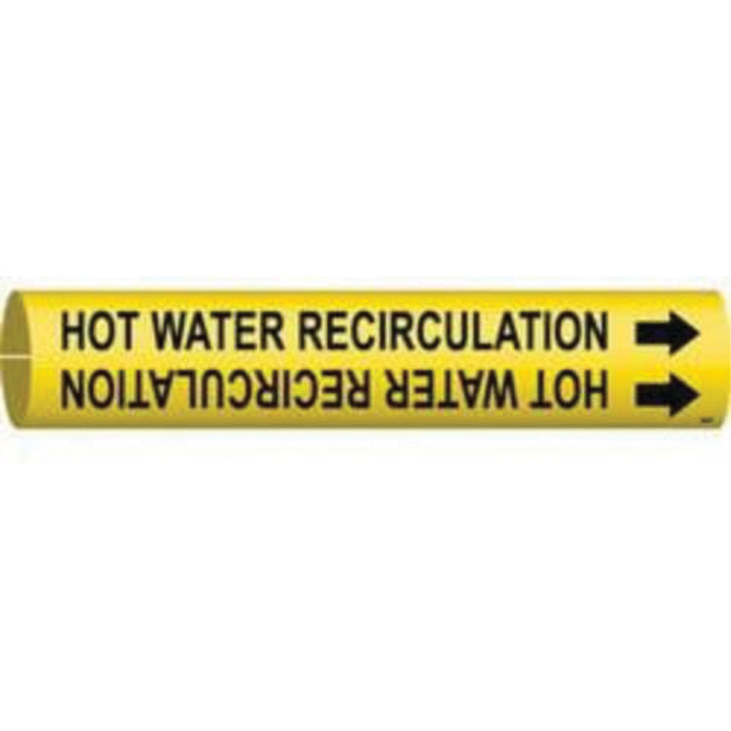 Brady "Hot Water Recirculation" Pipe Marker, Snap-On, 2-13/16" H x 2-13/16" W, Black on Yellow